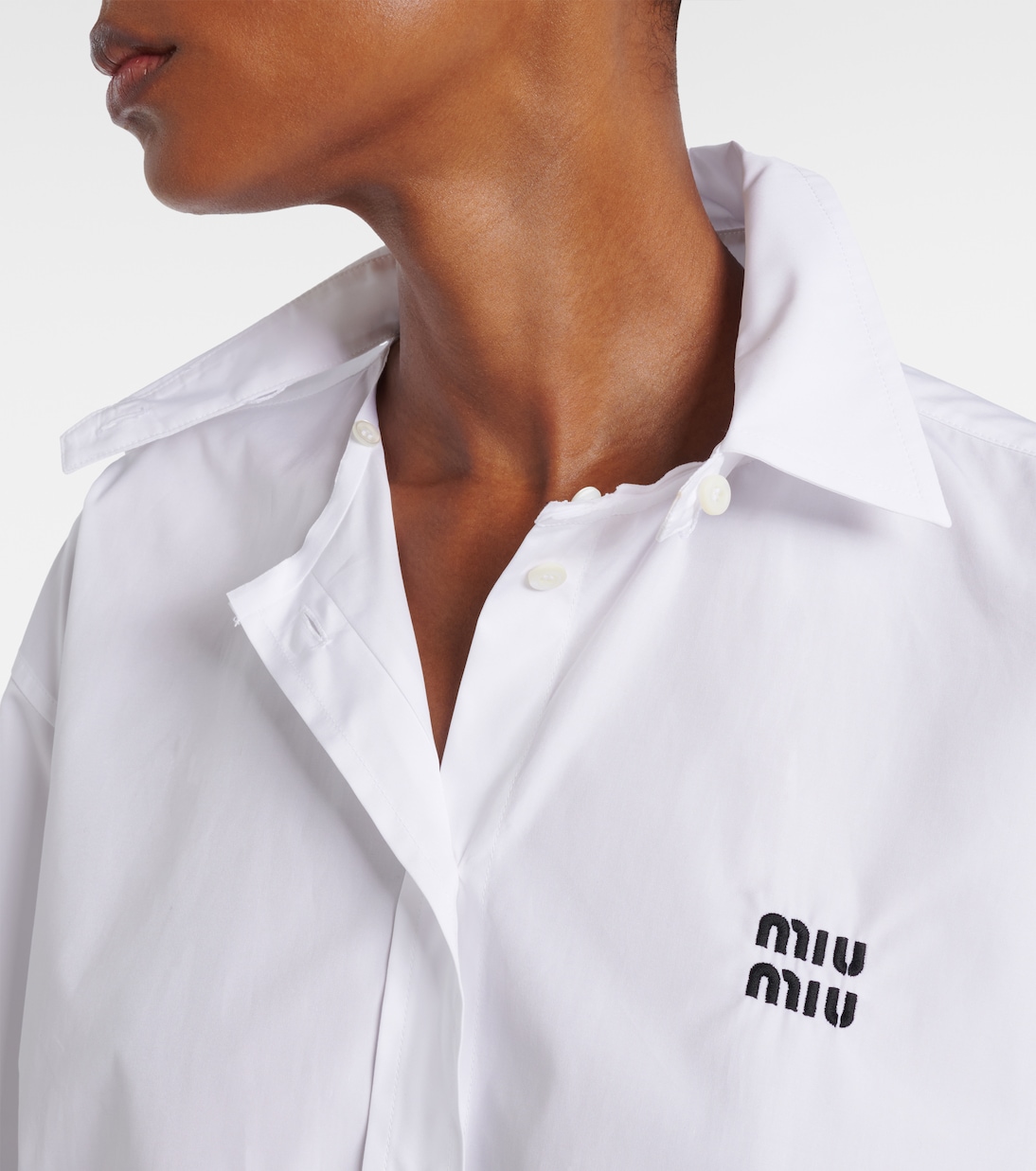 Chemise raccourcie en popeline de coton | Miu Miu