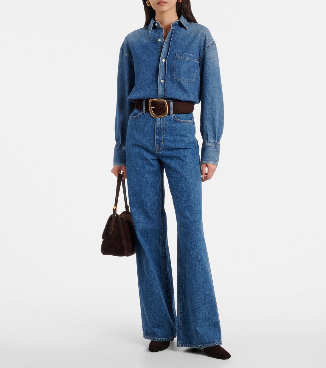 Harlow Medium suede shoulder bag | Staud