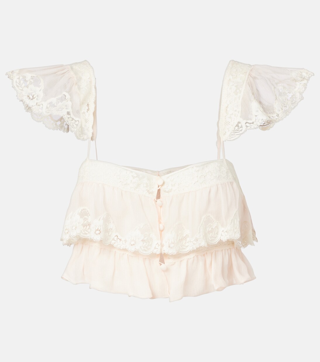 Lace-trimmed silk muslin bra top | Chloé