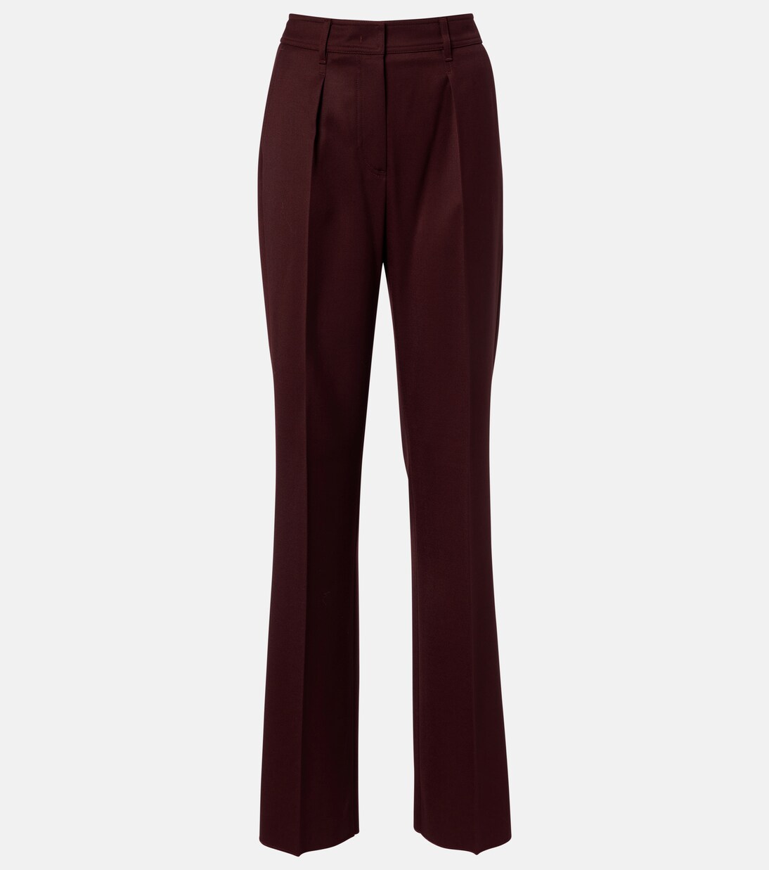 Pleated high-rise virgin wool bootcut pants | Max Mara