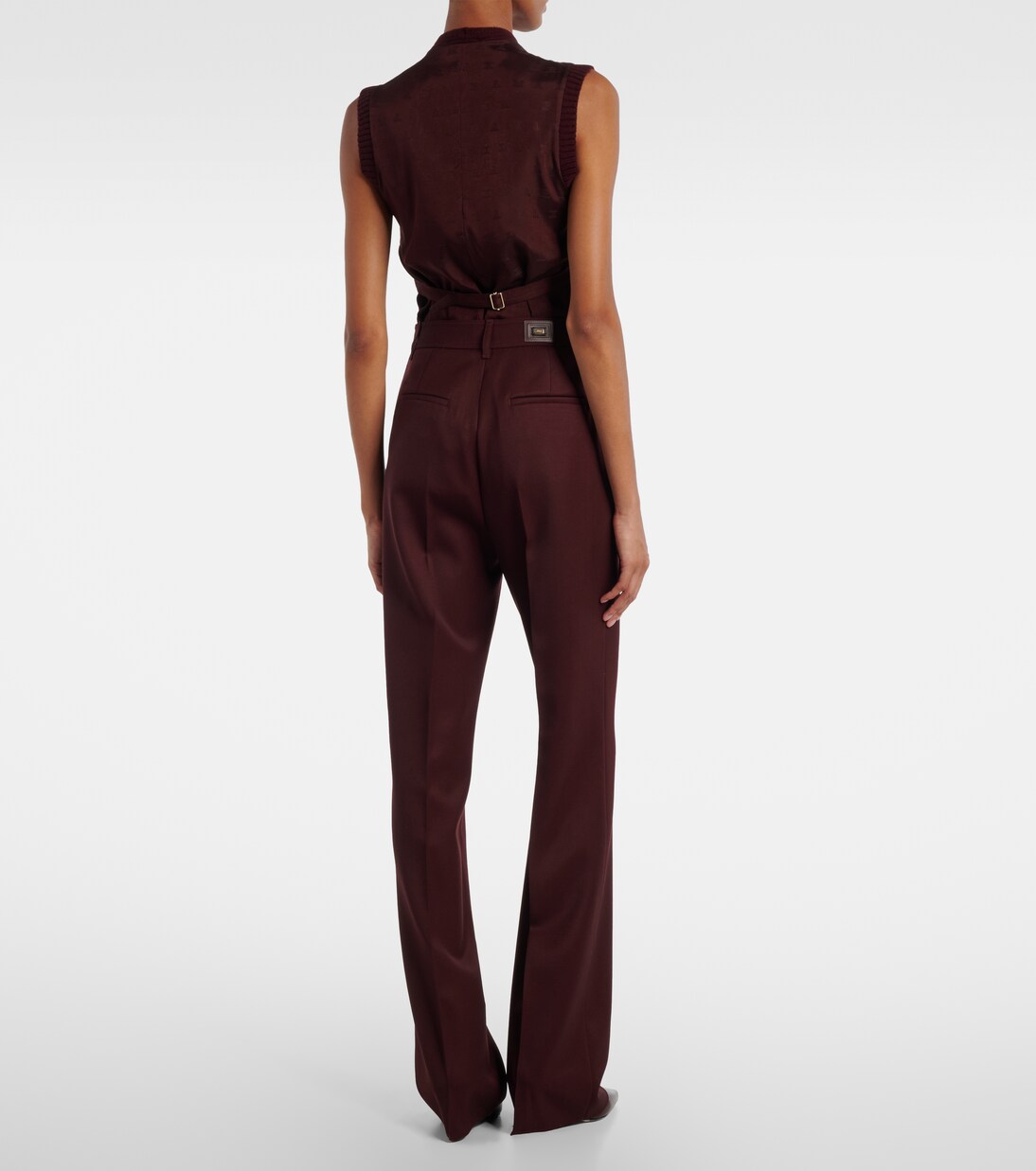 Pleated high-rise virgin wool bootcut pants | Max Mara
