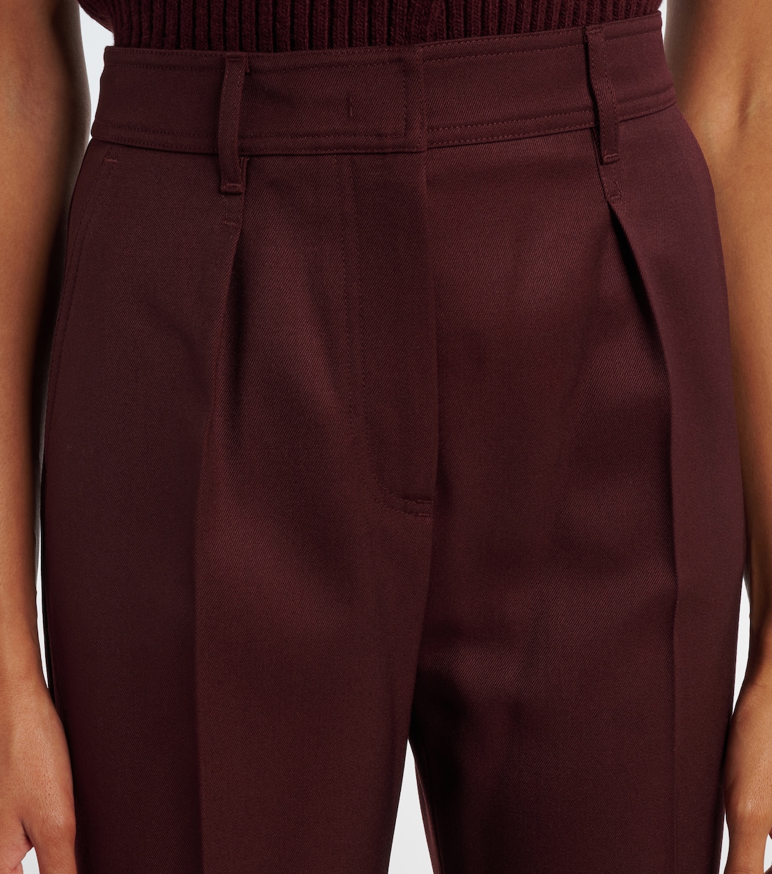 Pleated high-rise virgin wool bootcut pants | Max Mara