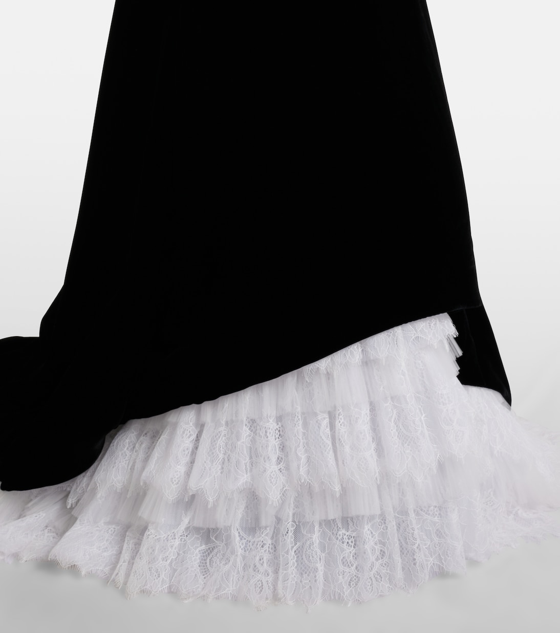 Laurette lace-trimmed velvet bustier gown | Costarellos