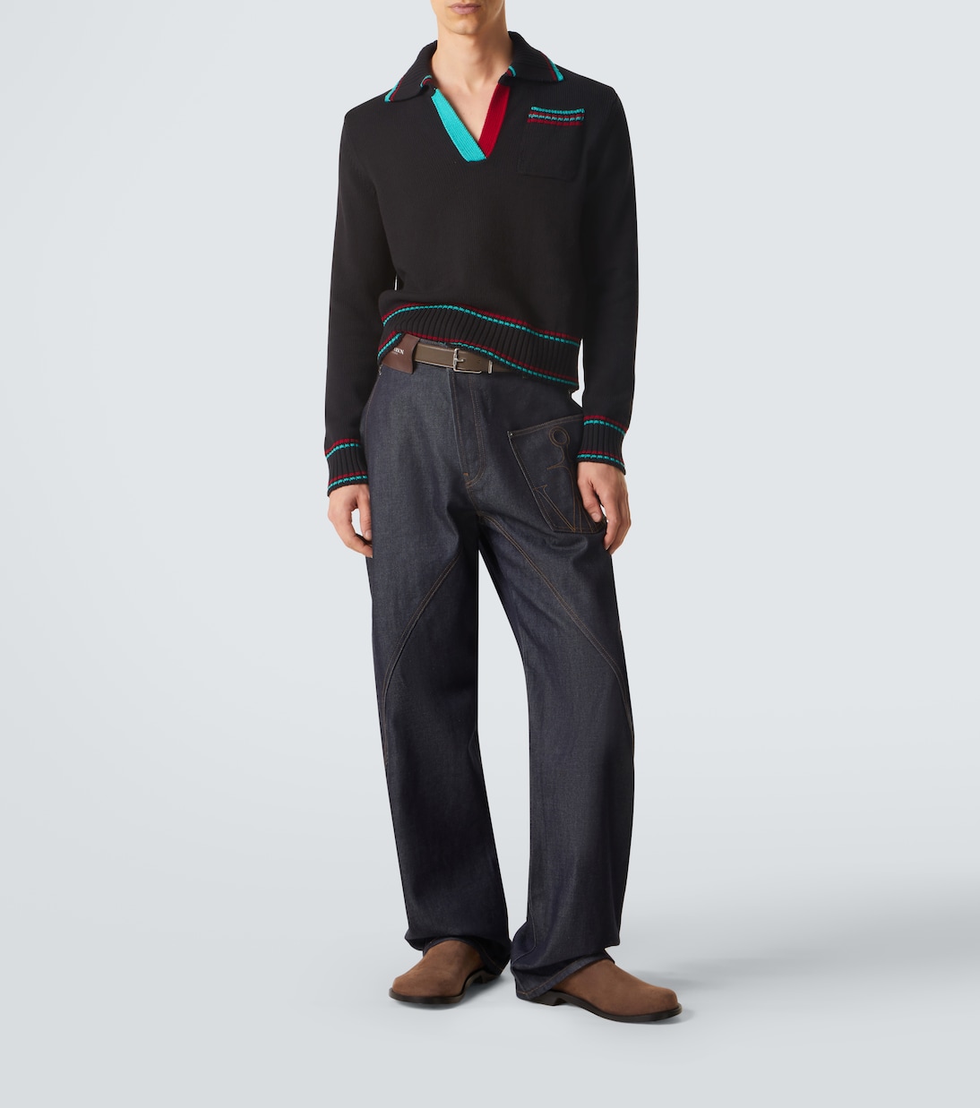 Cotton, cashmere, and wool polo sweater | JW Anderson