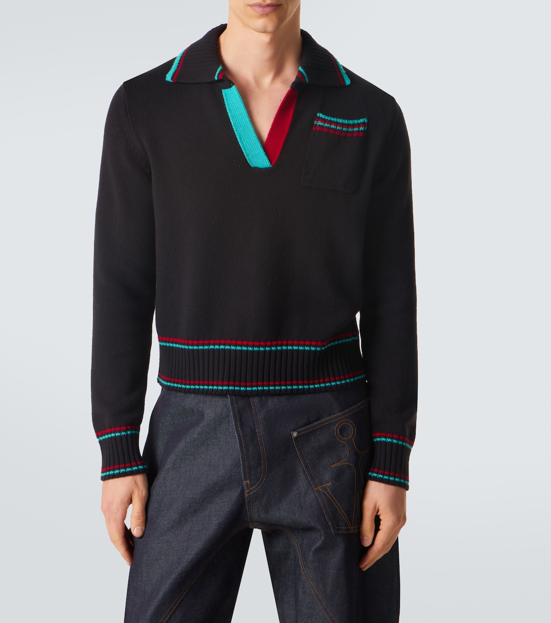 Cotton, cashmere, and wool polo sweater | JW Anderson