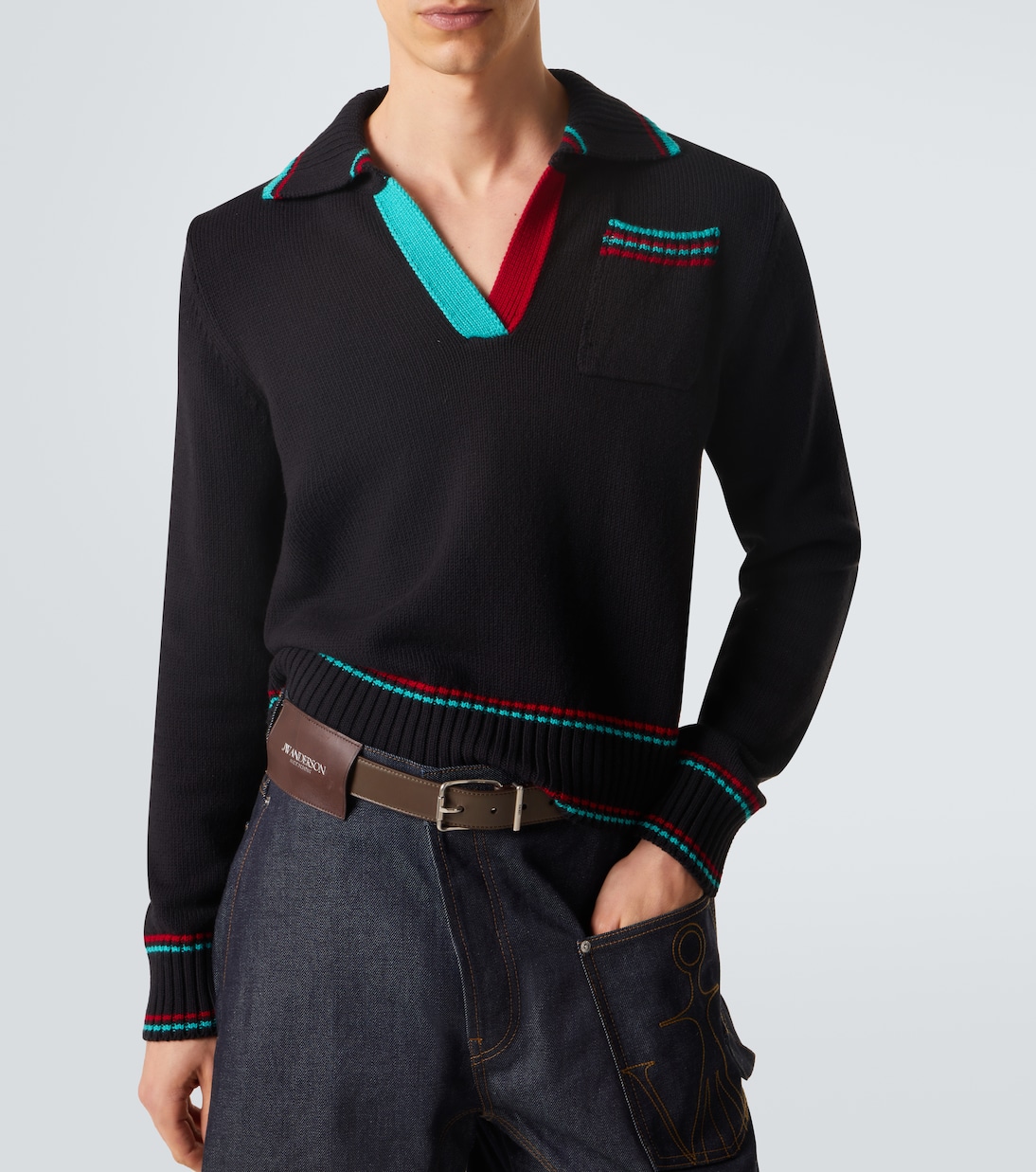 Cotton, cashmere, and wool polo sweater | JW Anderson