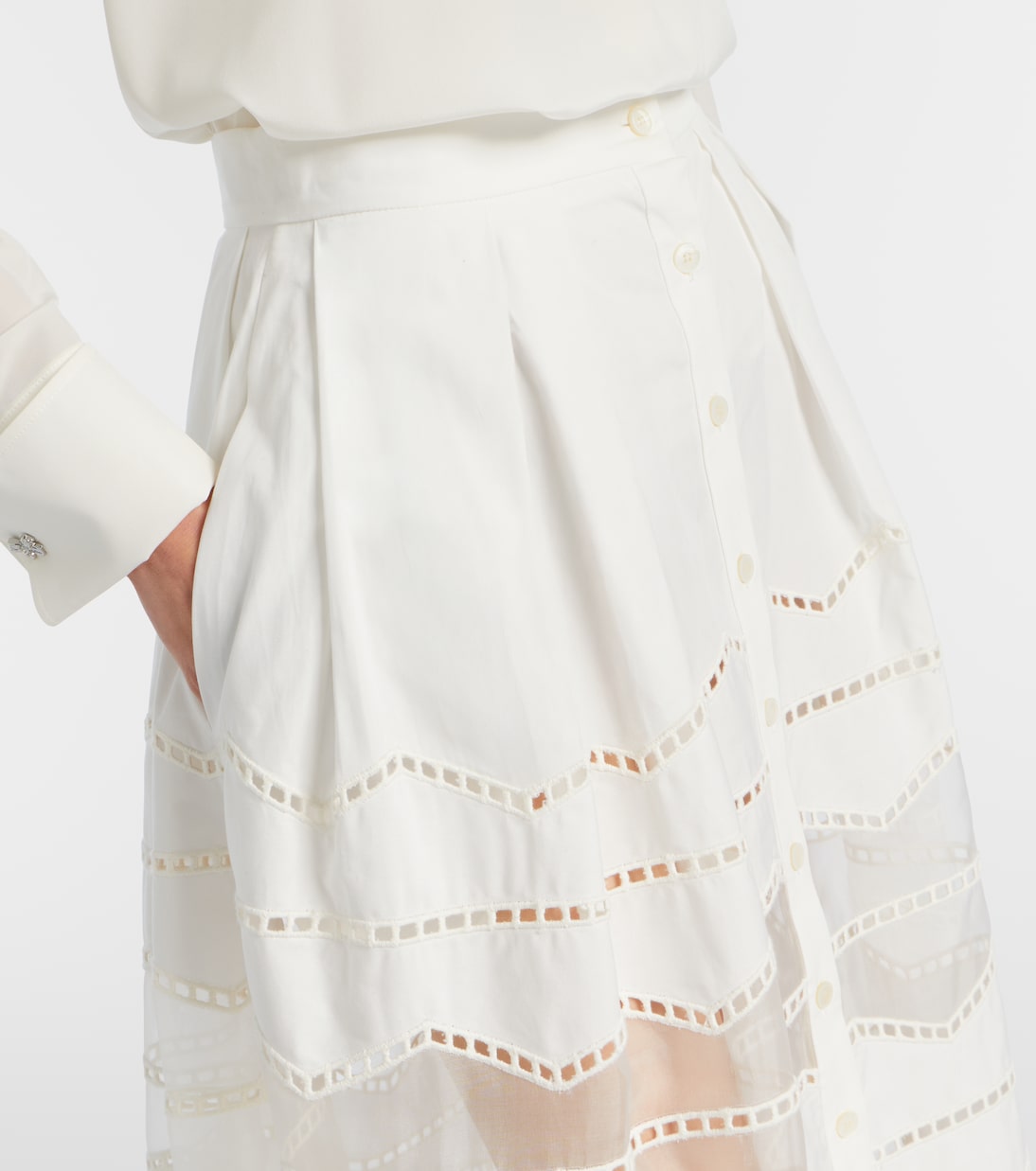 Midirock aus Baumwolle mit Organza | Elie Saab