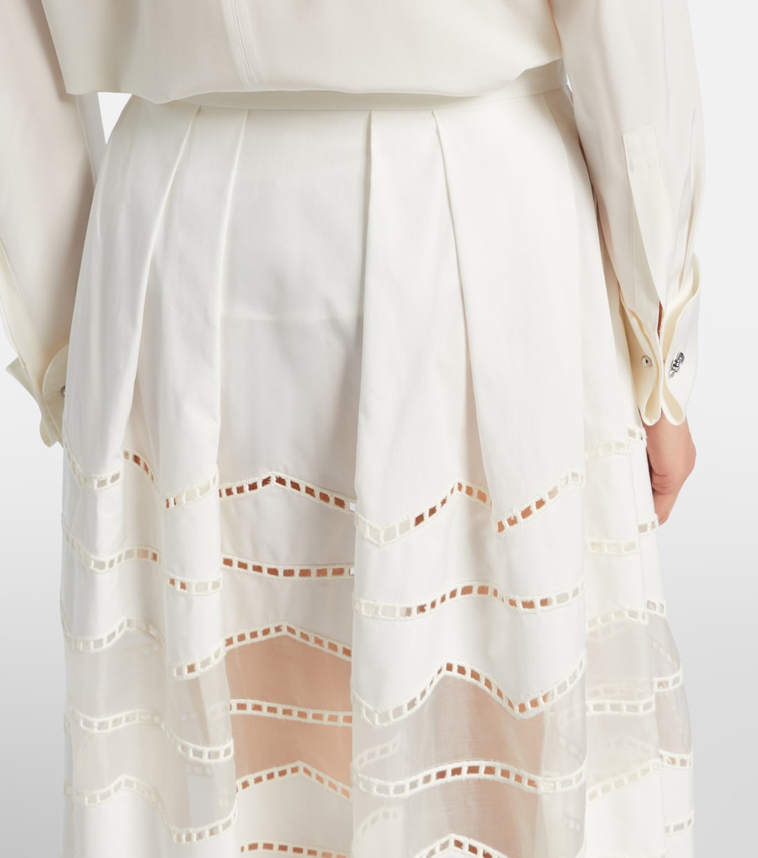 Midirock aus Baumwolle mit Organza | Elie Saab