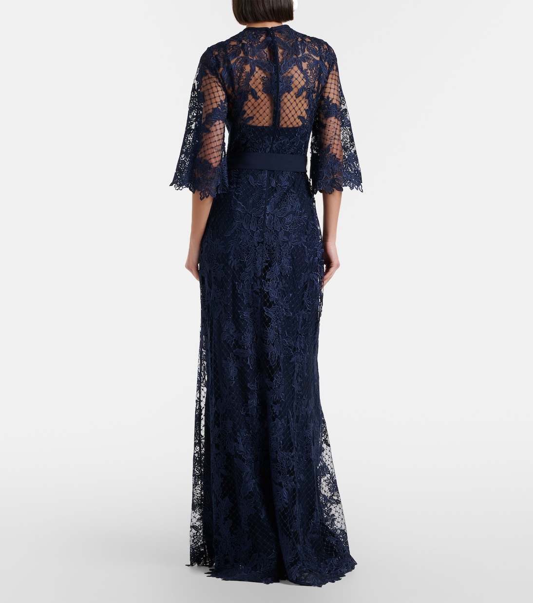 Robe longue brodée en dentelle et tulle | Elie Saab