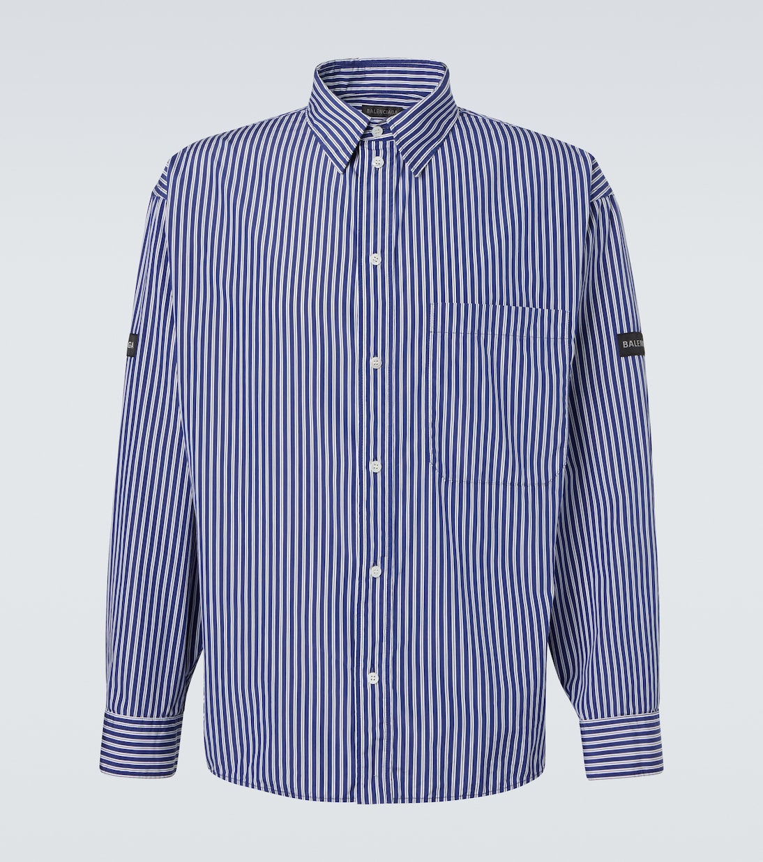 Striped cotton-blend poplin shirt | Balenciaga