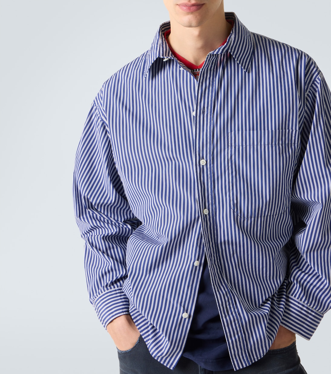 Striped cotton-blend poplin shirt | Balenciaga