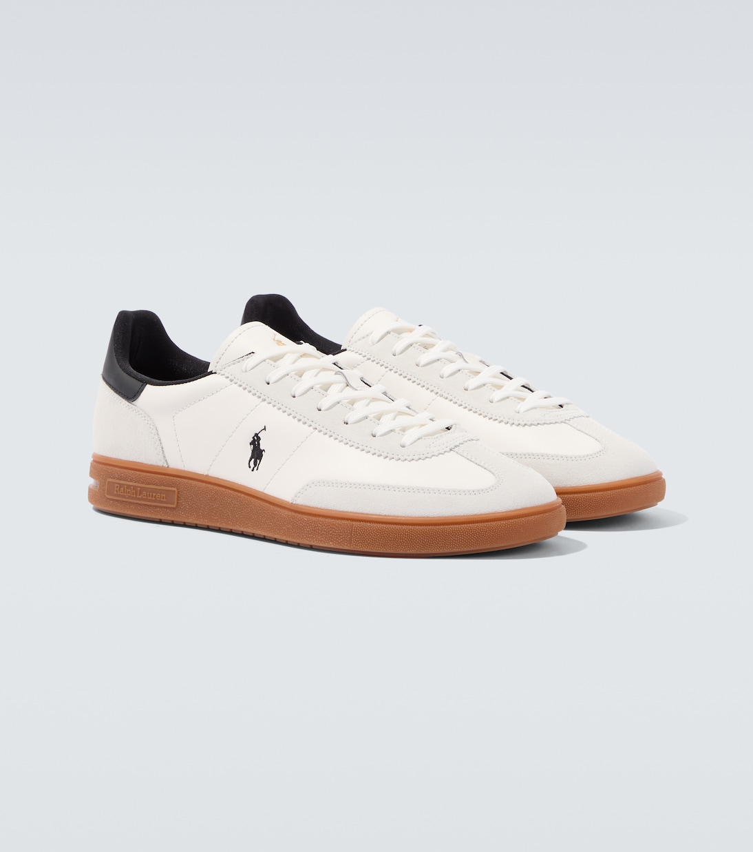 Suede-trimmed leather sneakers | Polo Ralph Lauren
