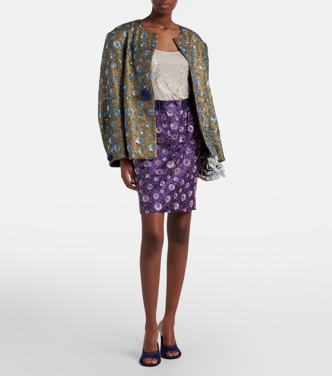 Floral sequined pencil skirt | Jacques Wei