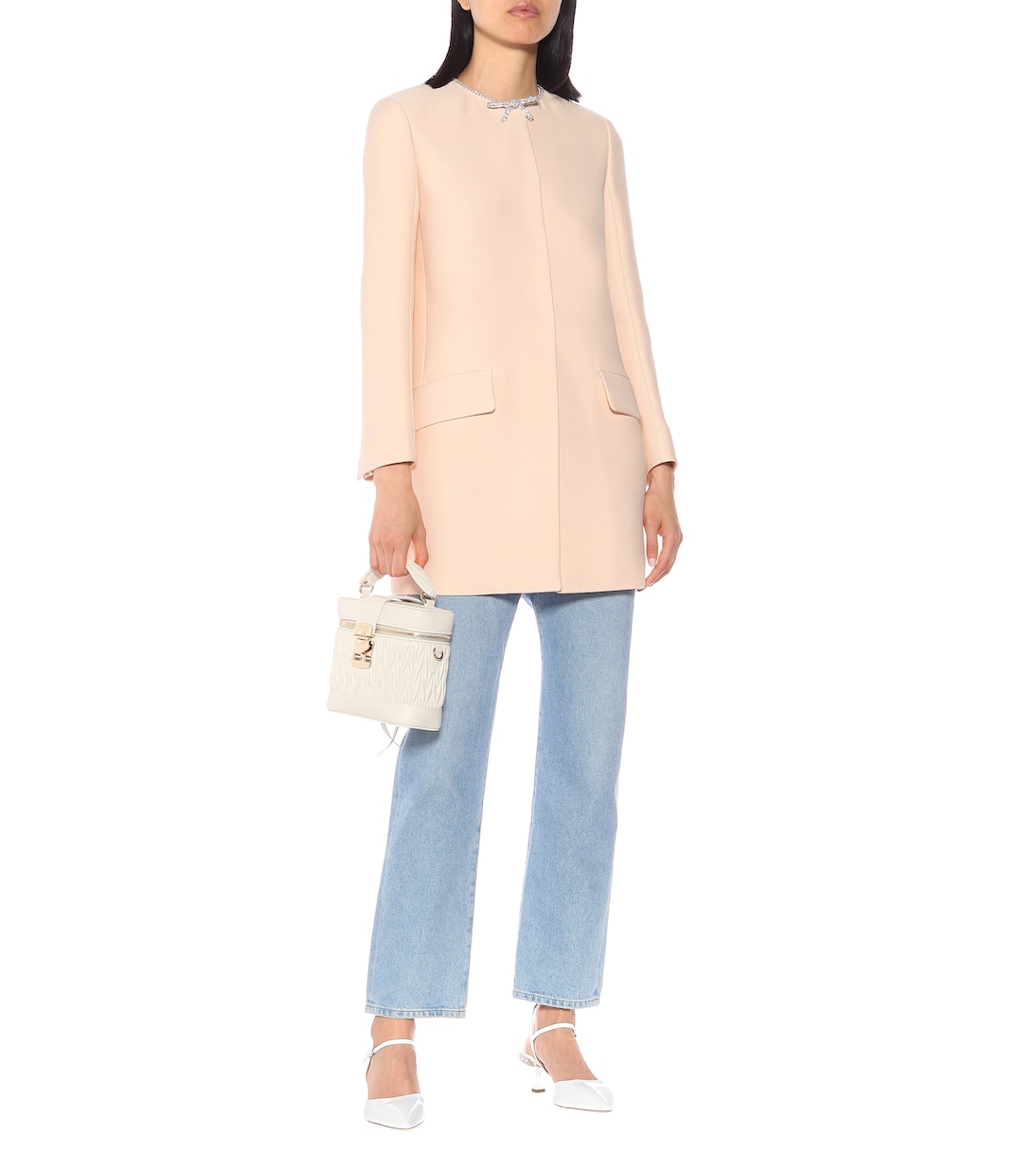 Crystal-embellished cady coat | Miu Miu