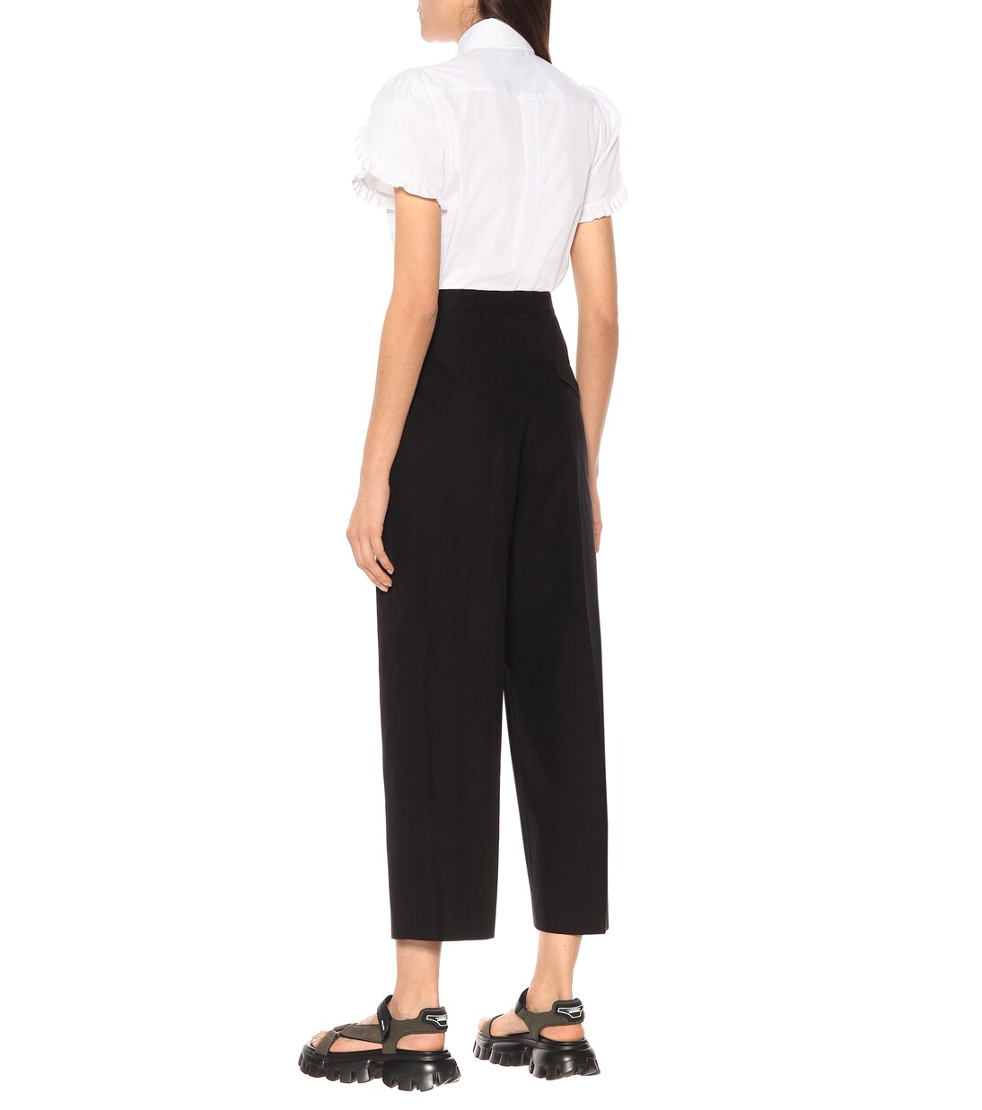 Weite High-Rise-Hose aus Baumwolle | Prada