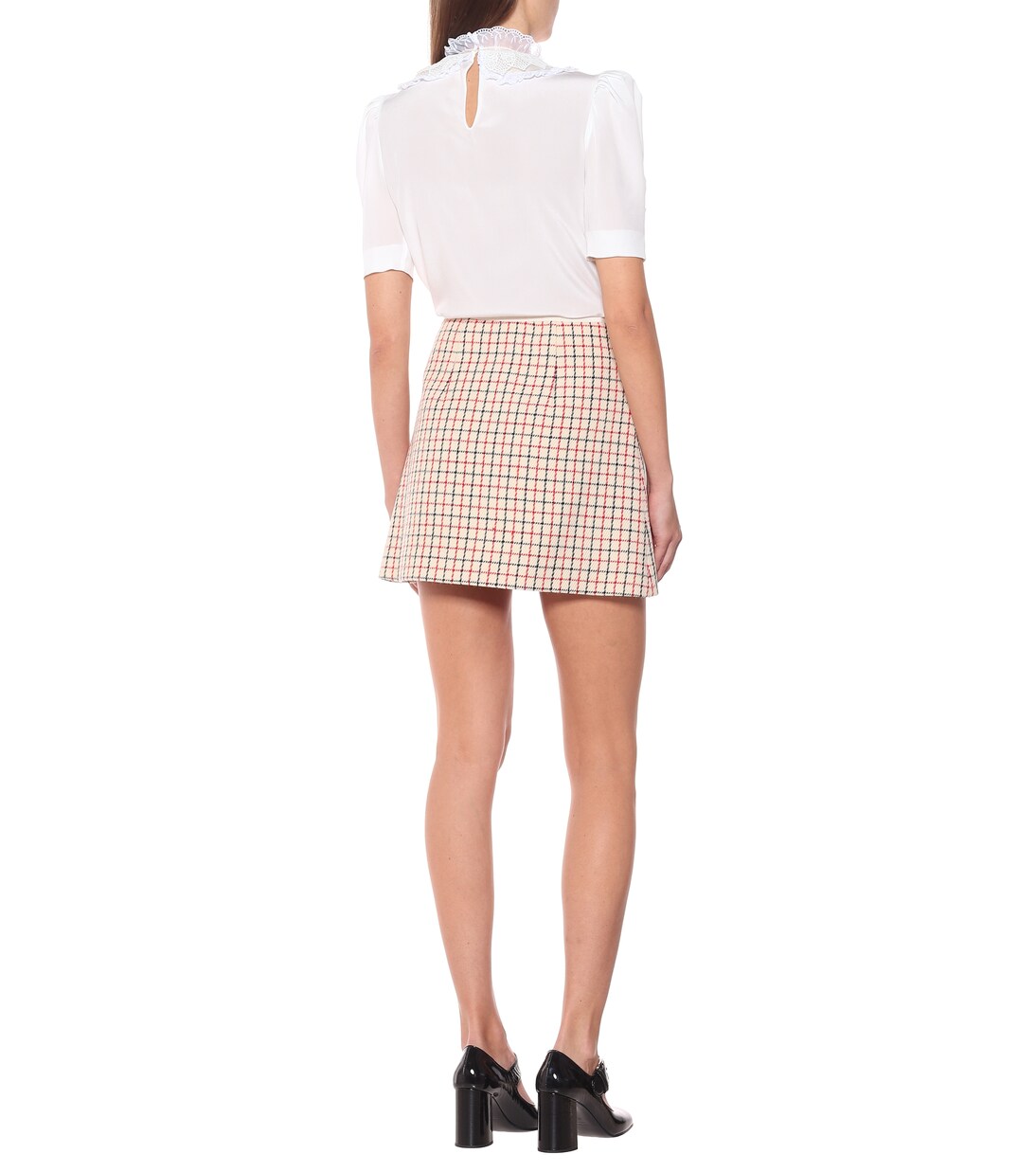 Minigonna a quadretti in lana | Miu Miu