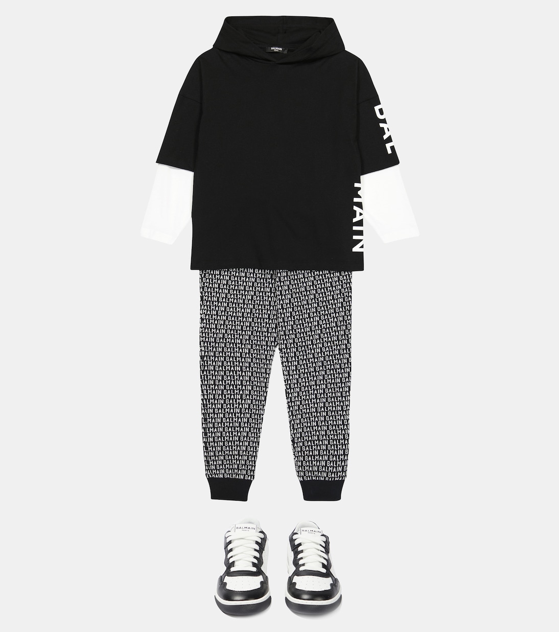 로고 코튼 후디 | Balmain Kids