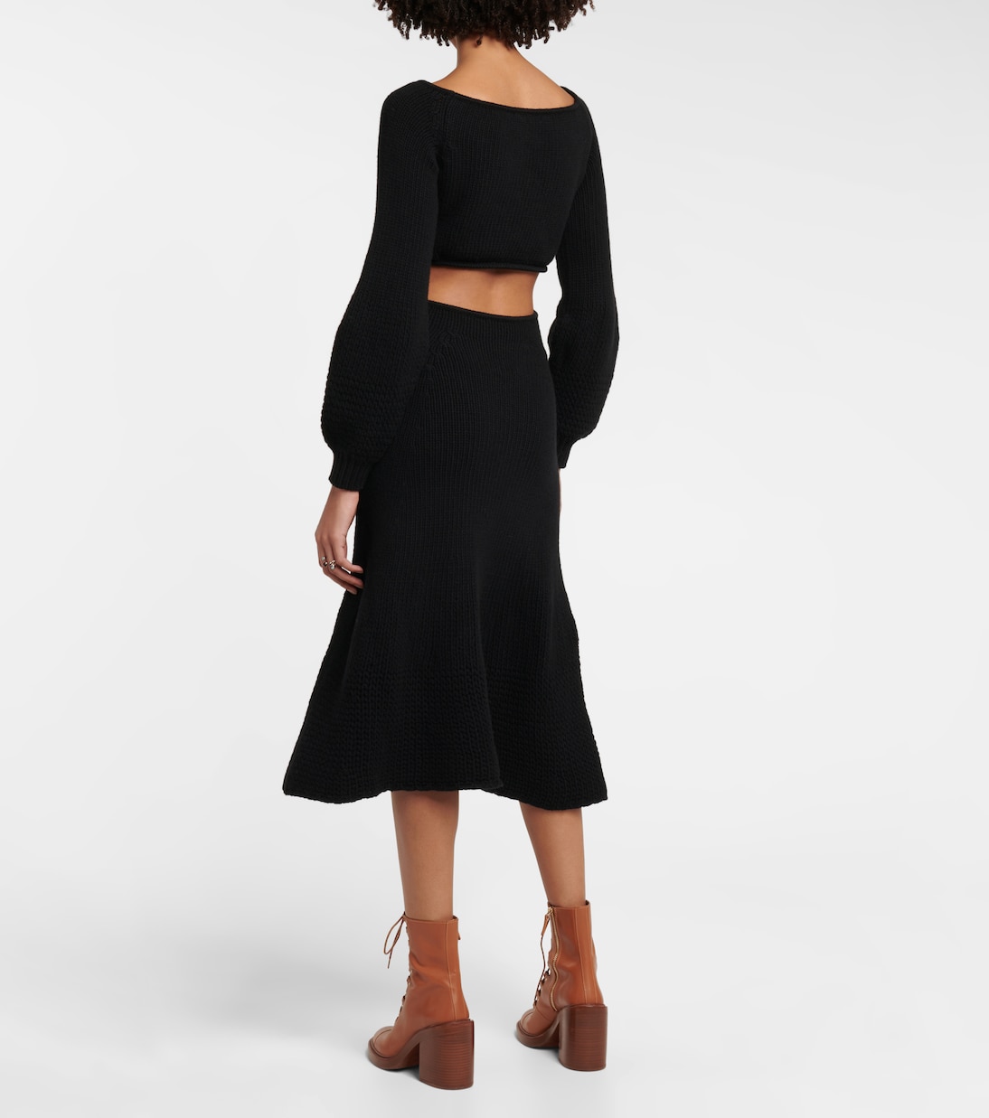 Cutout cashmere and wool midi dress | Chloé