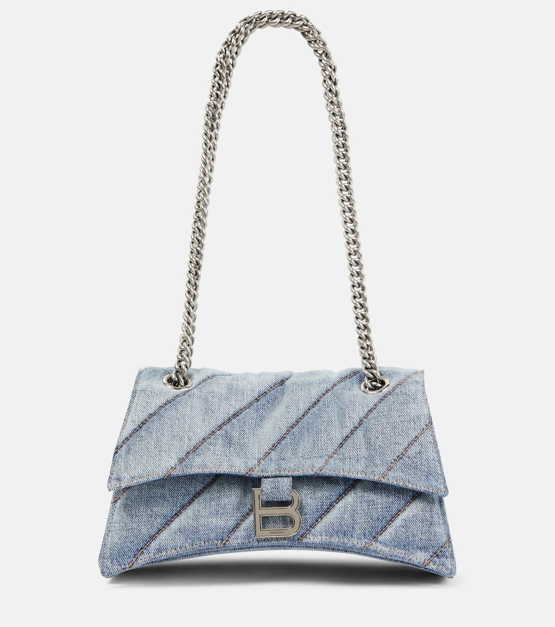 Borsa a spalla Crush Medium in denim | Balenciaga