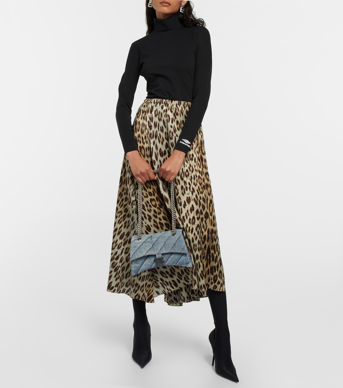 Borsa a spalla Crush Medium in denim | Balenciaga