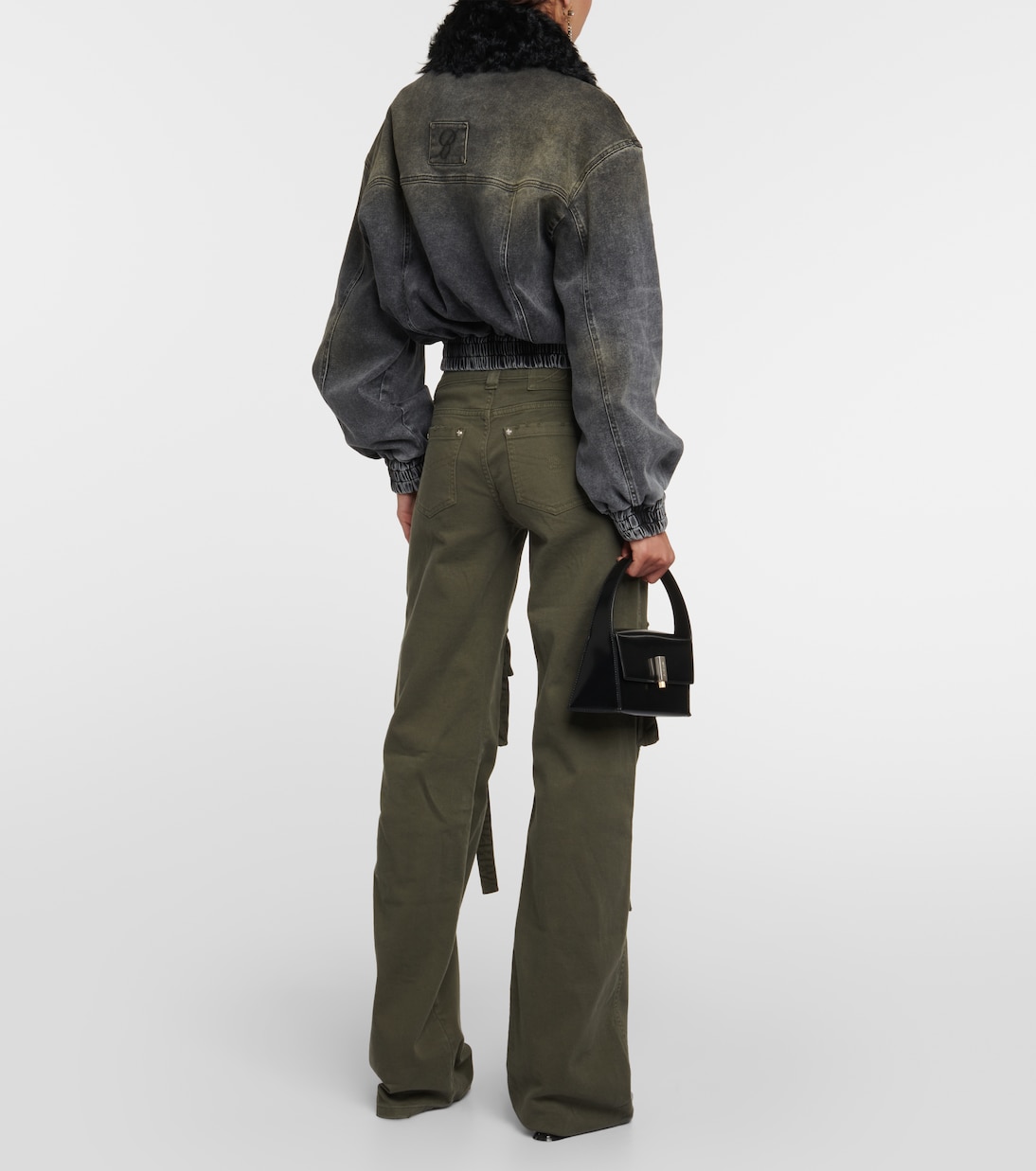 Faux fur-trimmed denim jacket | Blumarine