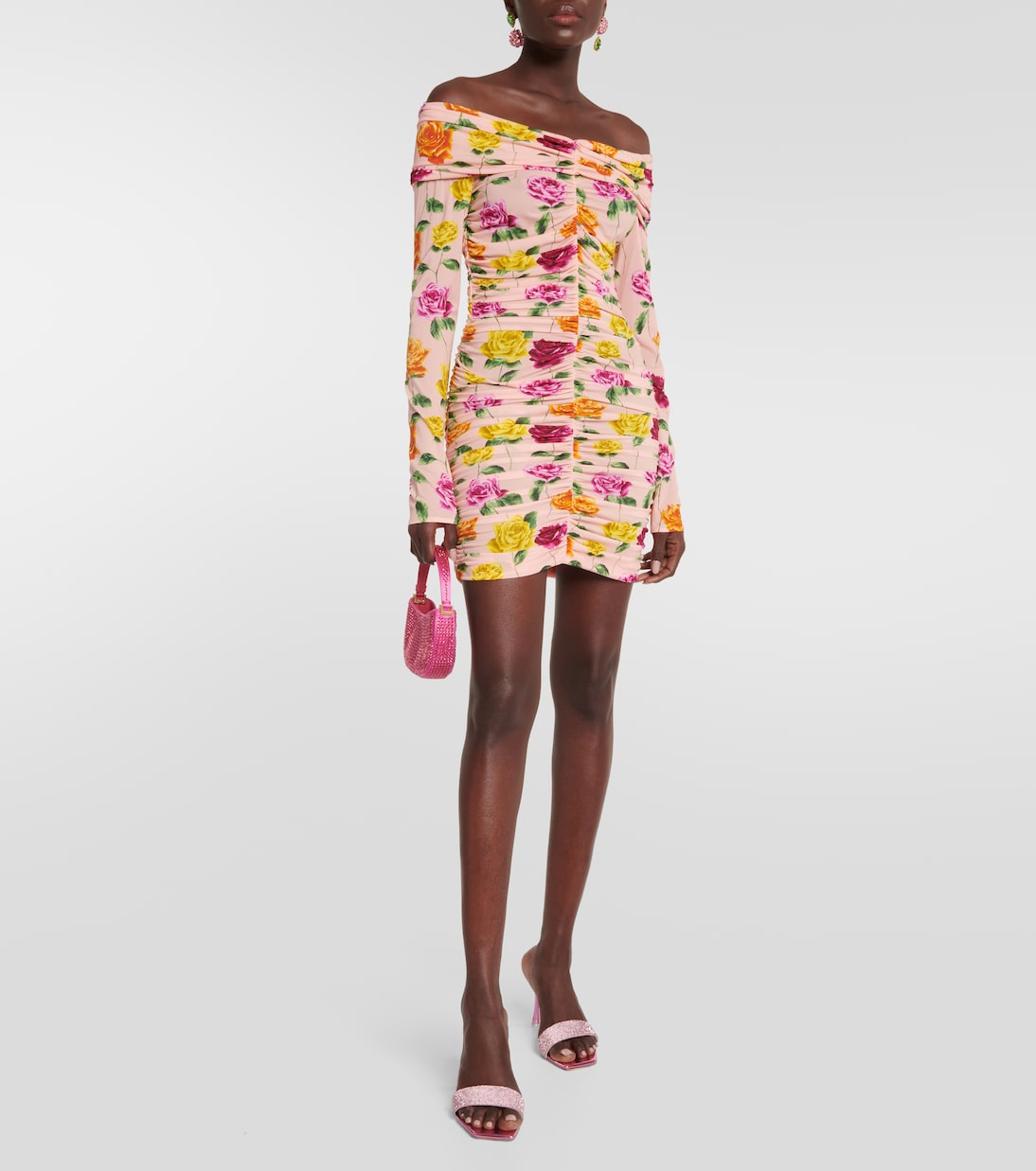 Miniabito con scollo bardot e stampa floreale | Magda Butrym