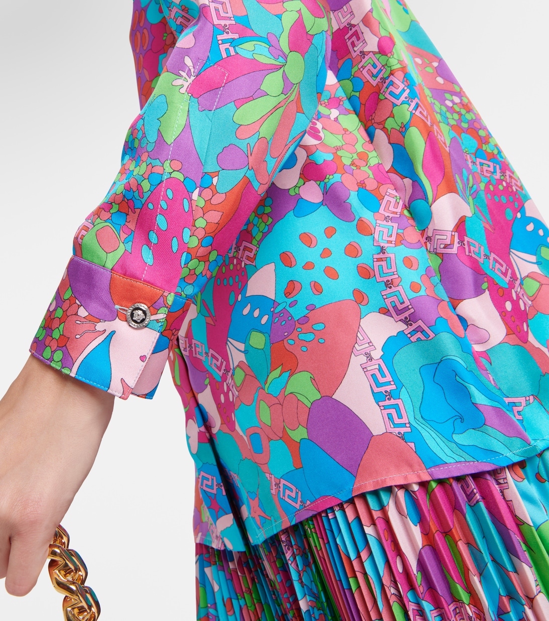 x Dua Lipa camisa de sarga de seda floral | Versace