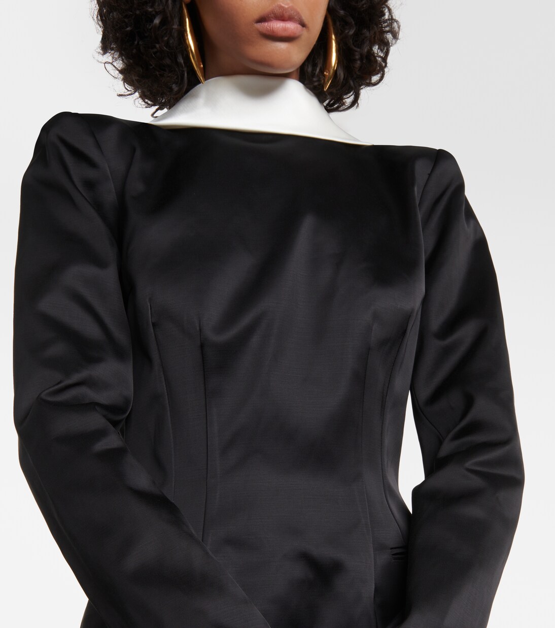 Reverse cotton-blend blazer dress | LaQuan Smith