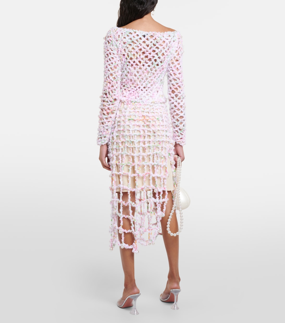 Beaded off-shoulder crochet top  | Susan Fang