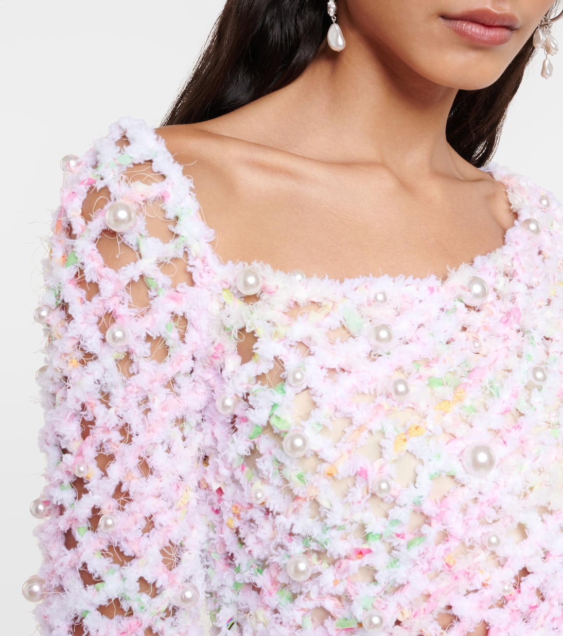 Beaded off-shoulder crochet top  | Susan Fang