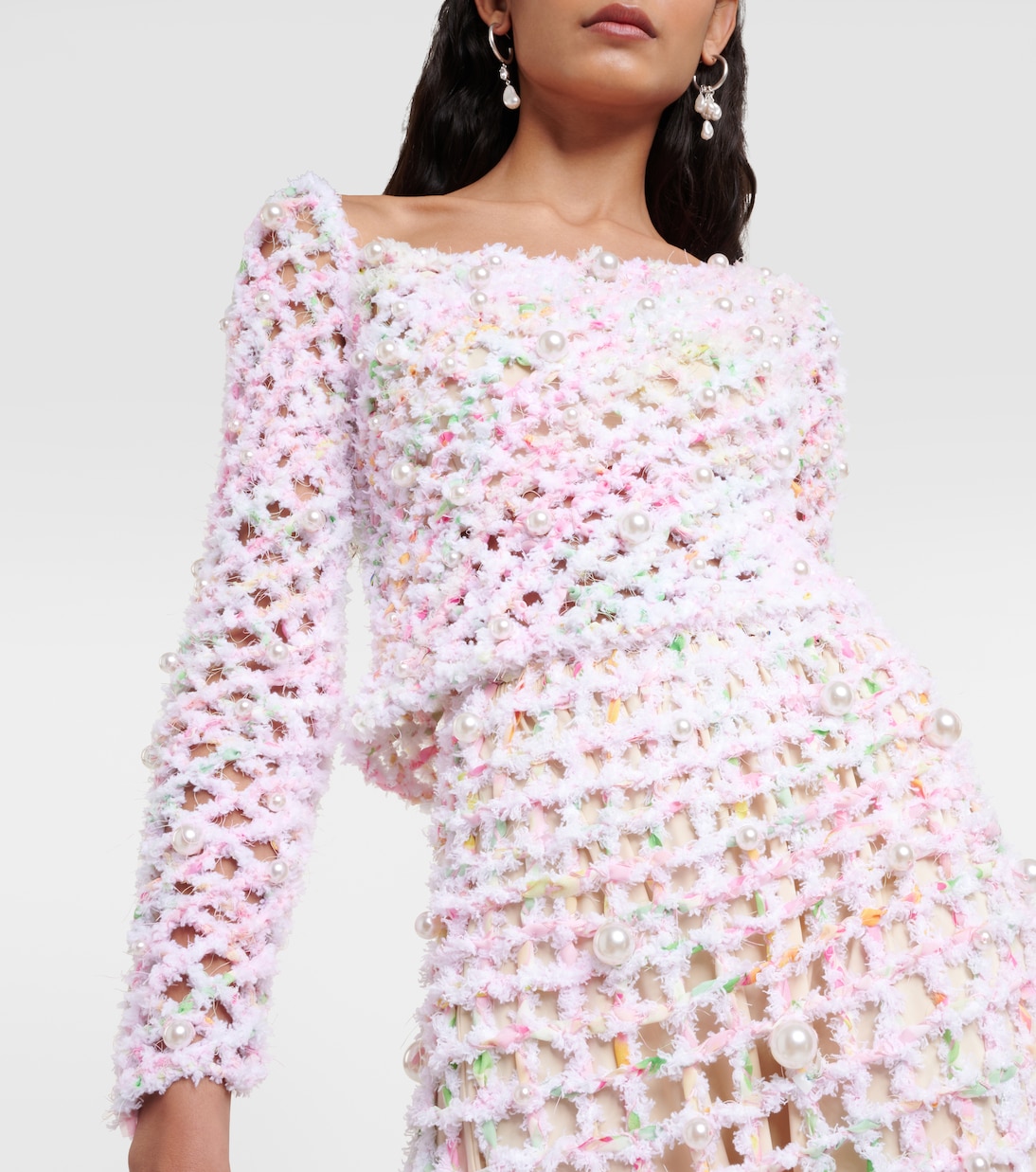Beaded off-shoulder crochet top  | Susan Fang