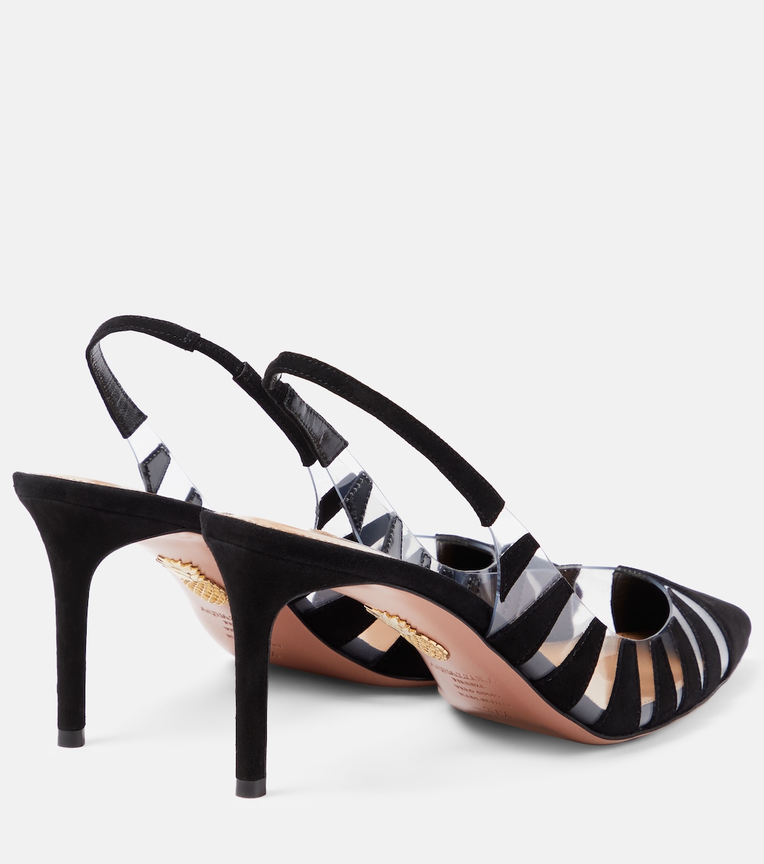 حذاء سلينغ باك من PVC والجلد السويدي Hot Rumor 75 | Aquazzura