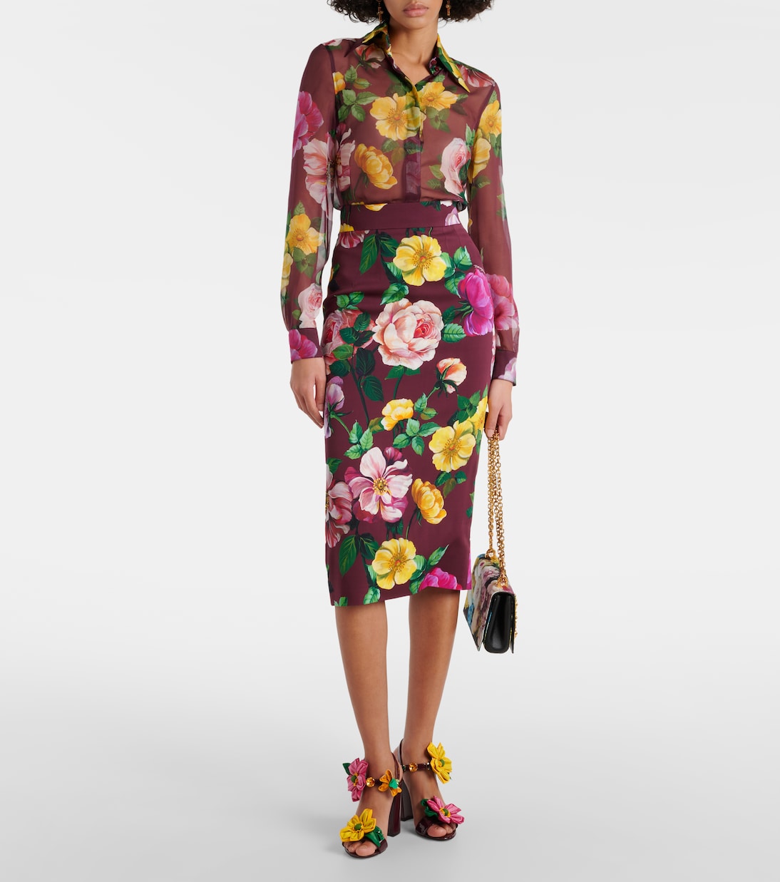 Bedruckte Bluse aus Seidenchiffon | Dolce&Gabbana