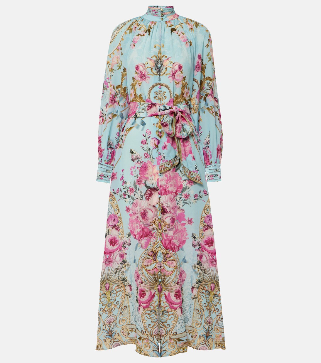 Verziertes Midikleid aus Crêpe | Camilla