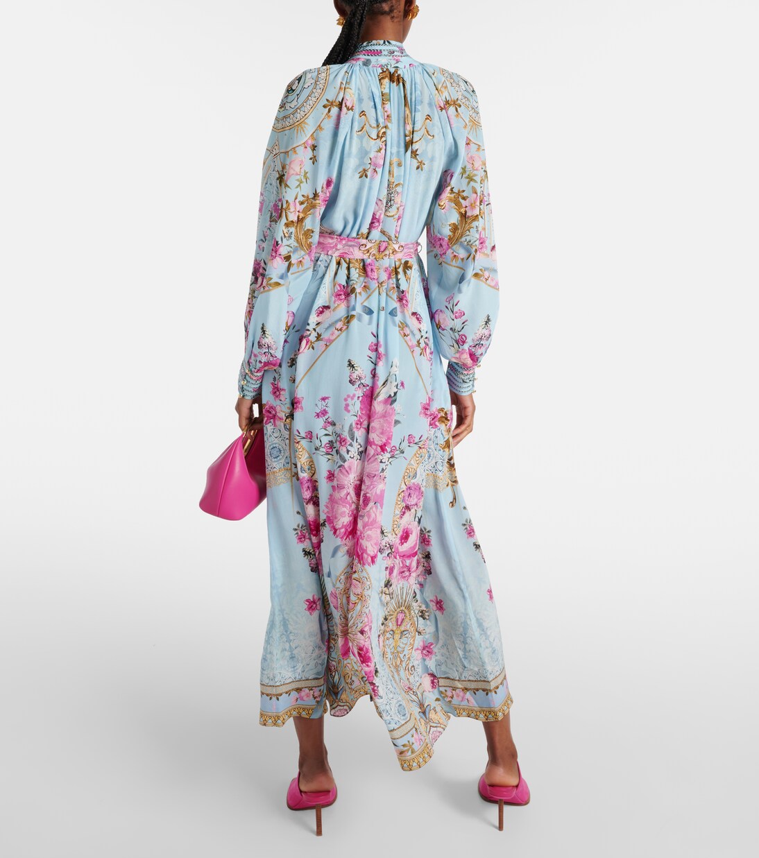 Verziertes Midikleid aus Crêpe | Camilla