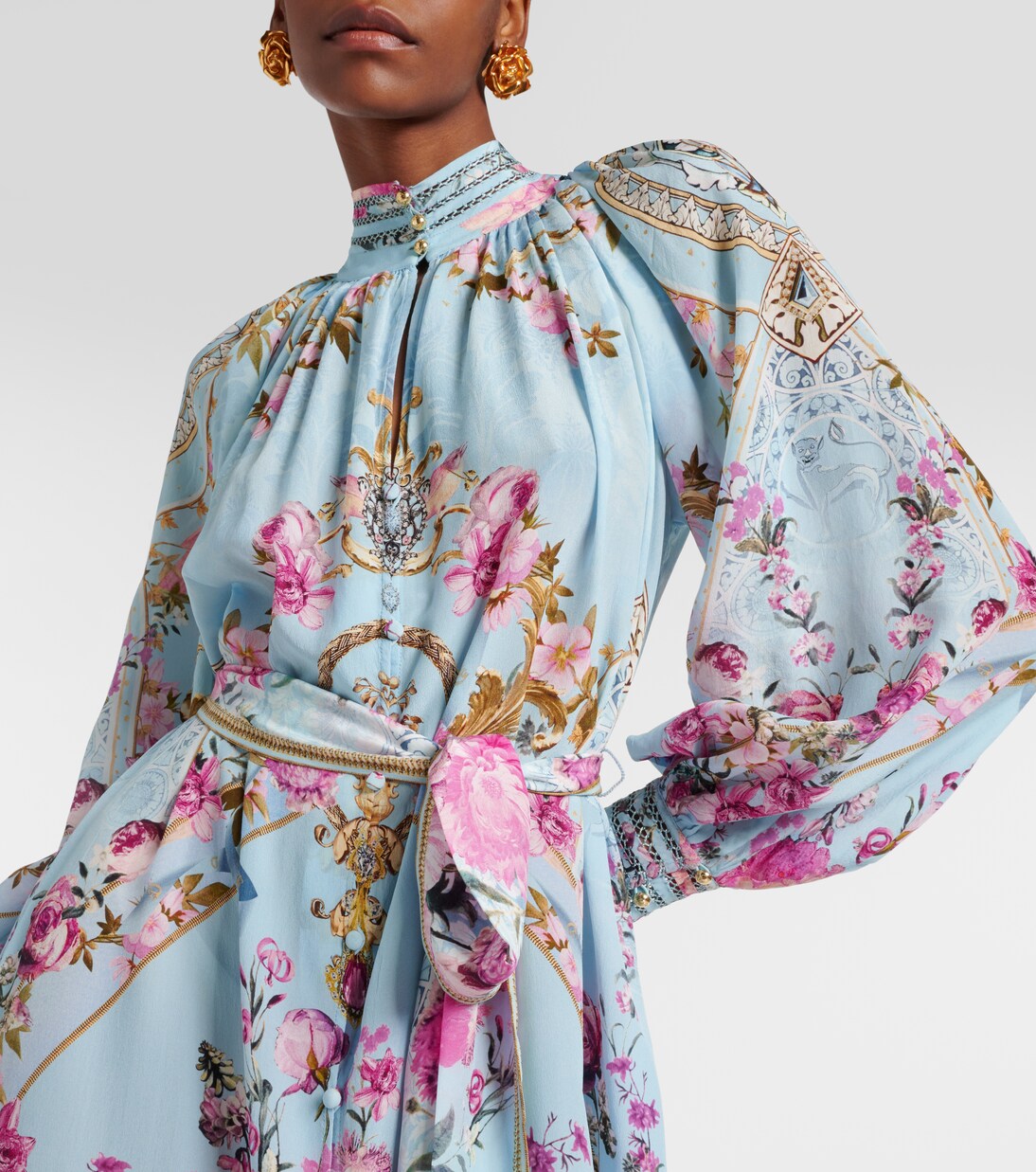 Verziertes Midikleid aus Crêpe | Camilla