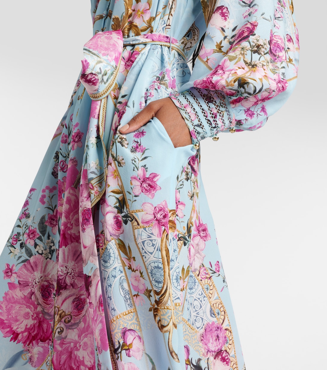 Verziertes Midikleid aus Crêpe | Camilla