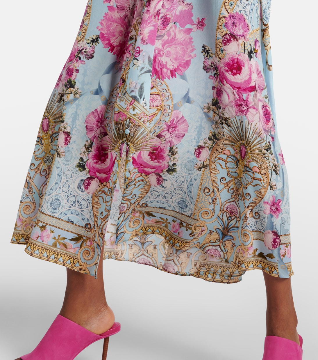 Verziertes Midikleid aus Crêpe | Camilla