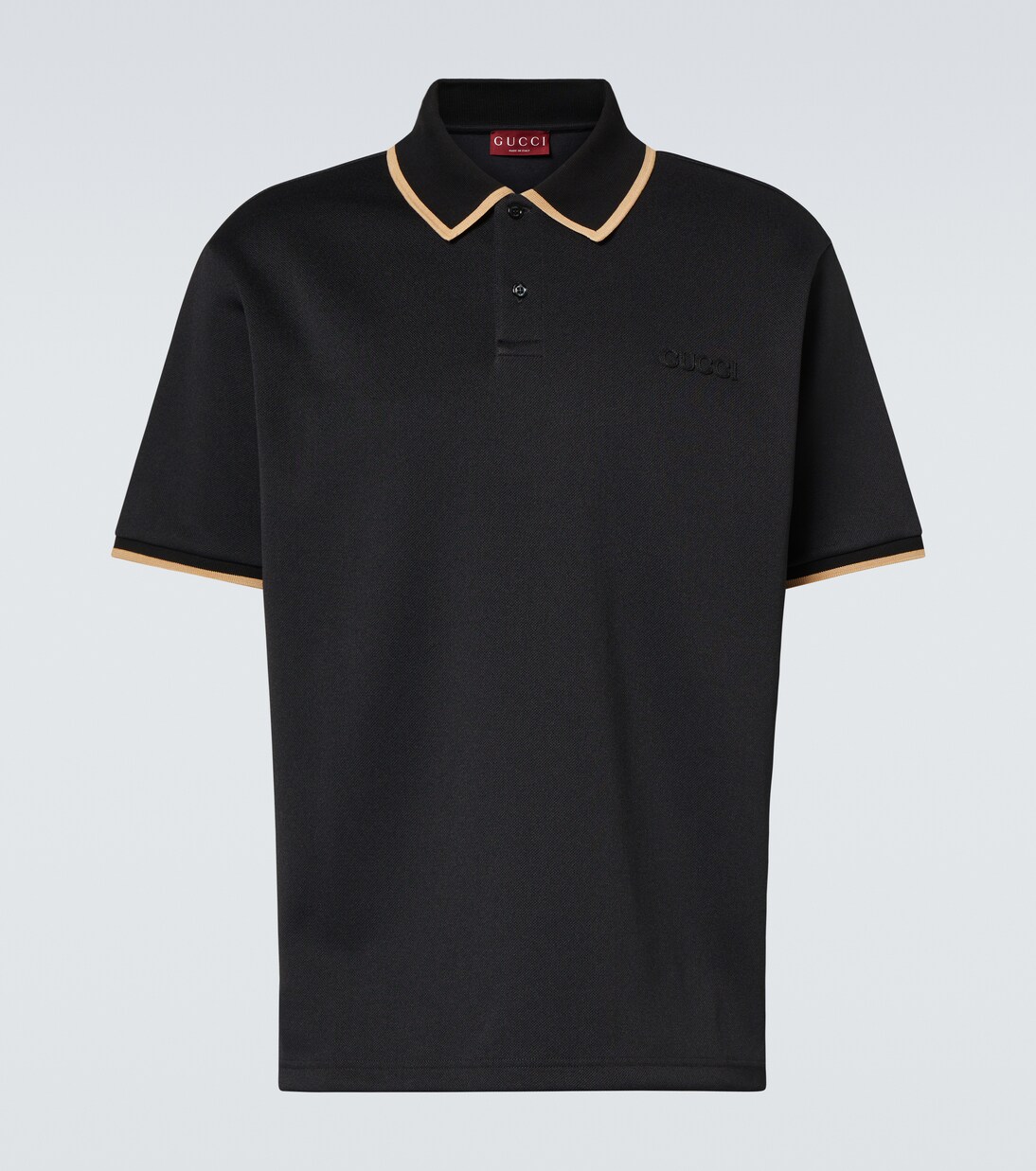 Embroidered piqué polo shirt in black - Gucci | Mytheresa