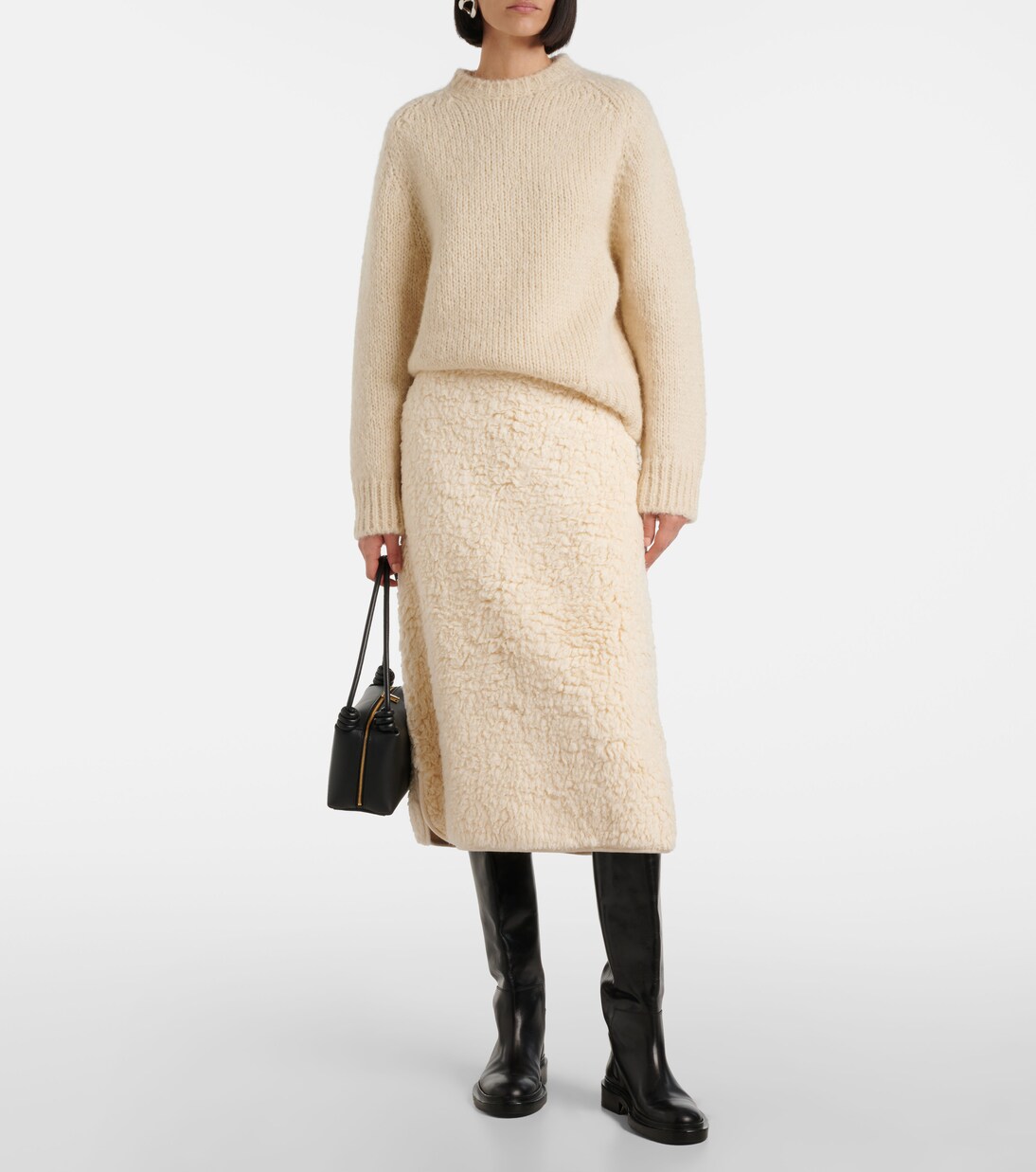 Gonna midi in pile di cotone | Jil Sander