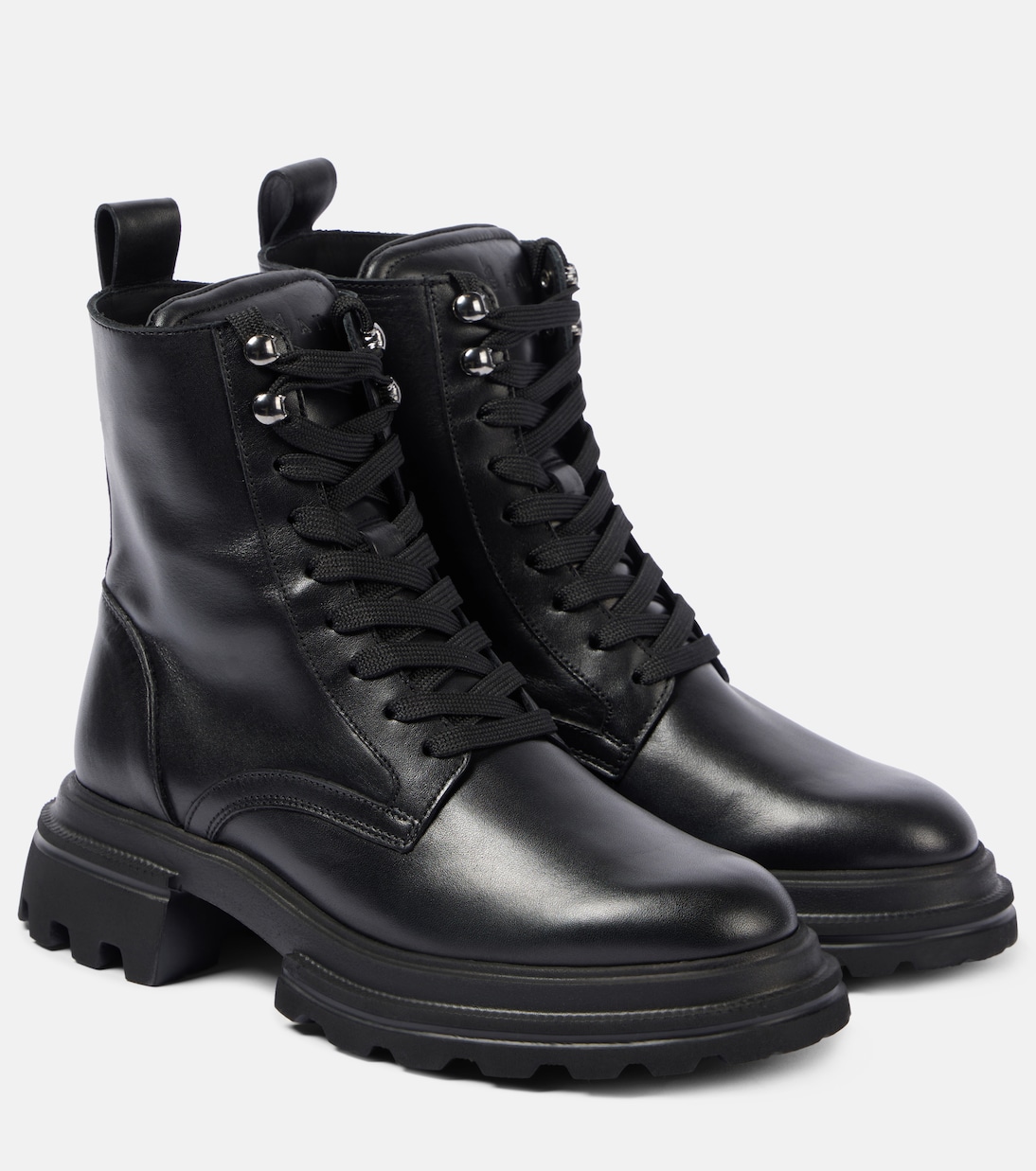 Benisa leather combat boots in black Hogan Mytheresa