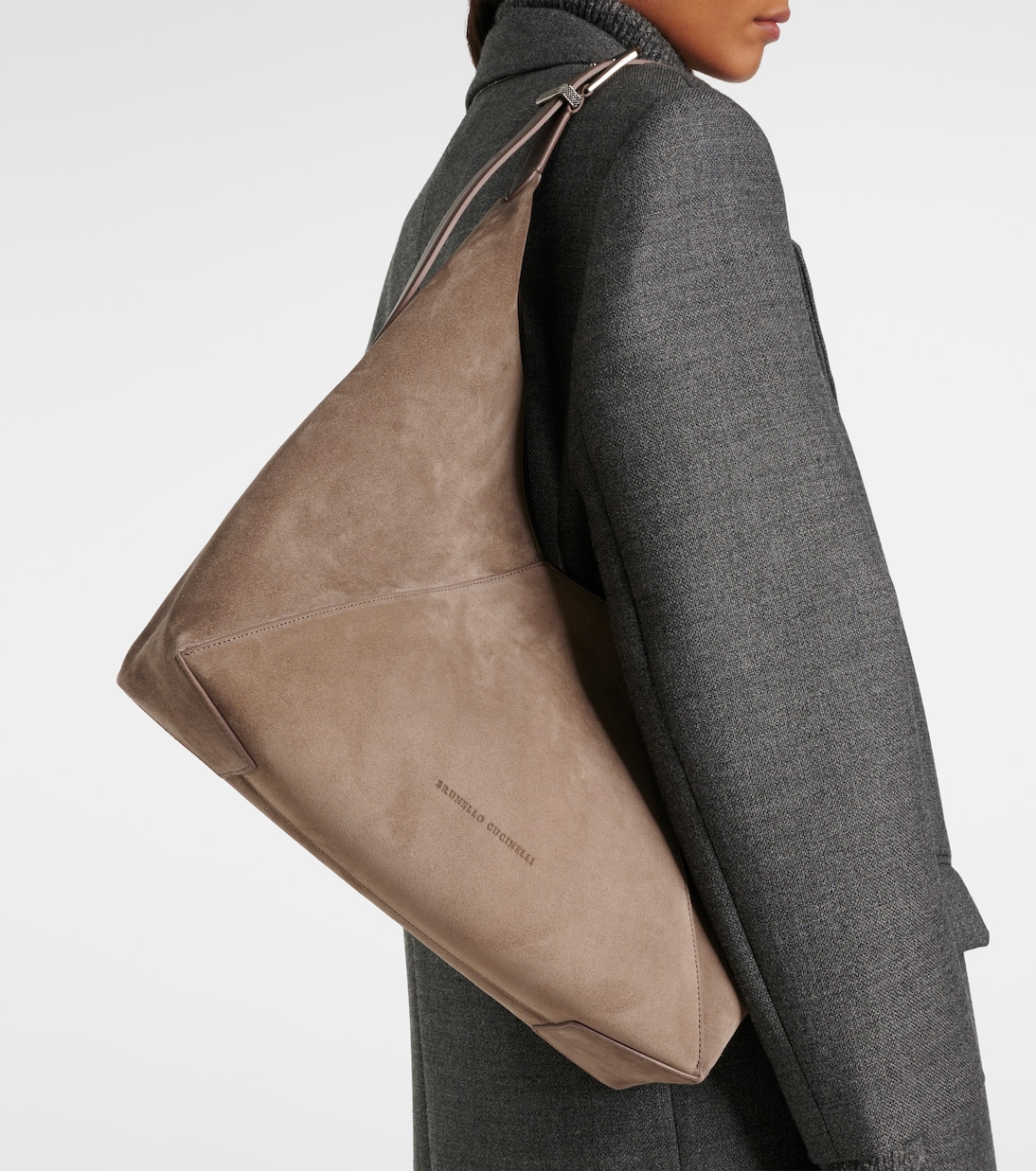 Borsa a spalla BC Duo in suede | Brunello Cucinelli