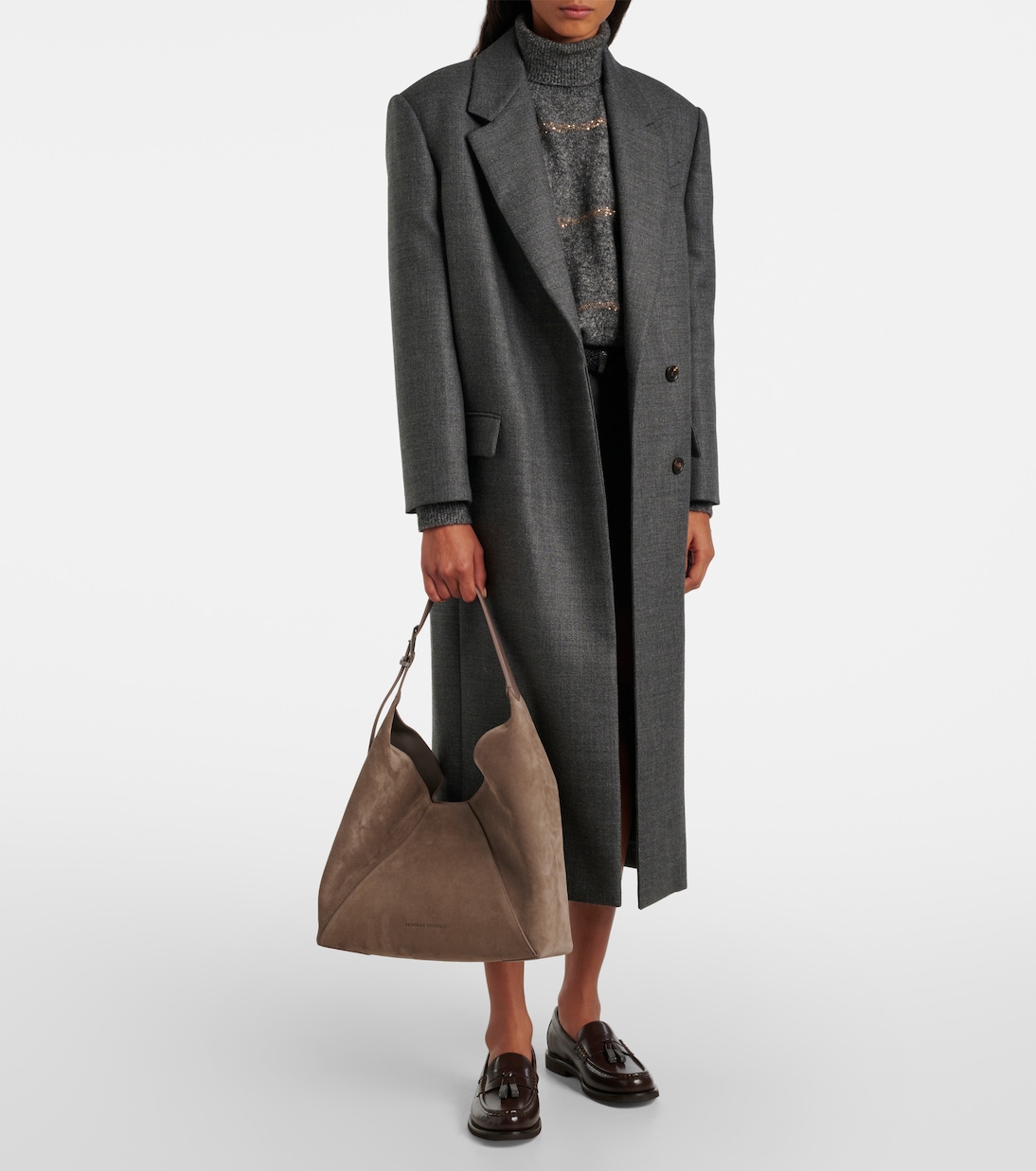 Borsa a spalla BC Duo in suede | Brunello Cucinelli