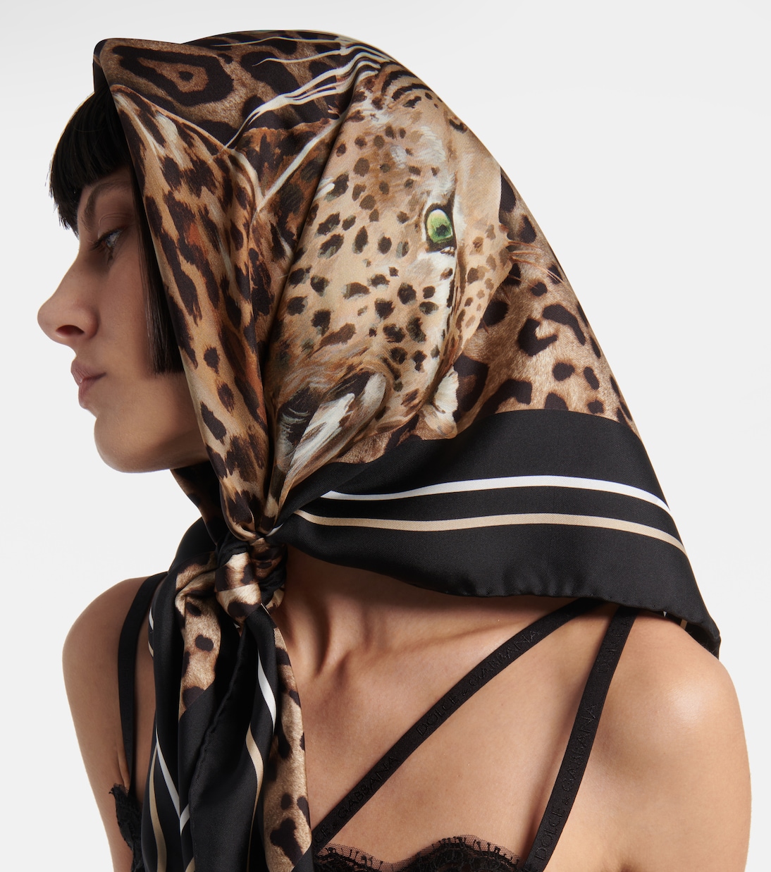 Foulard in seta con stampa leopardata | Dolce&Gabbana