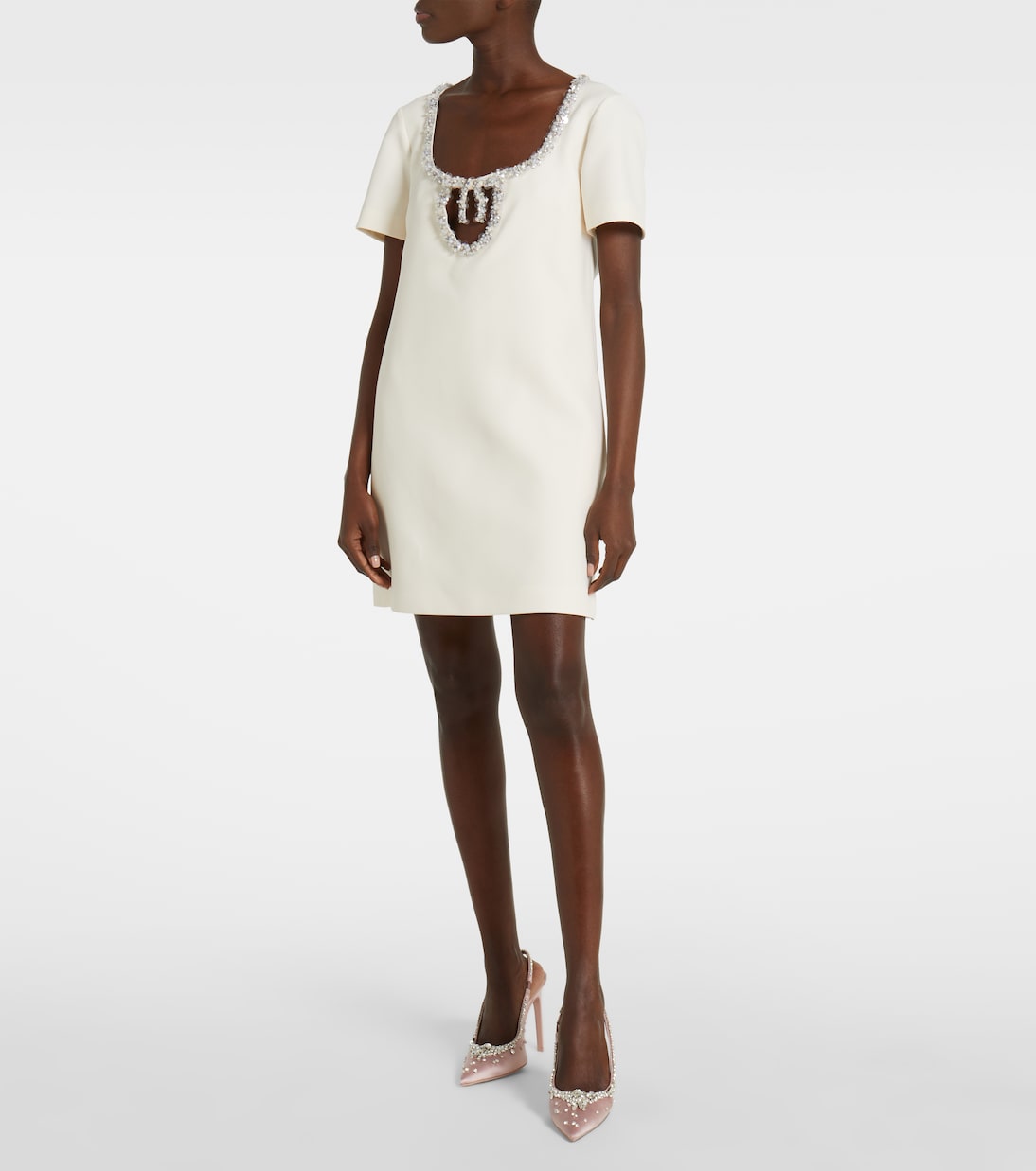 Gucci: Minivestito in seta e lana crêpe decorato