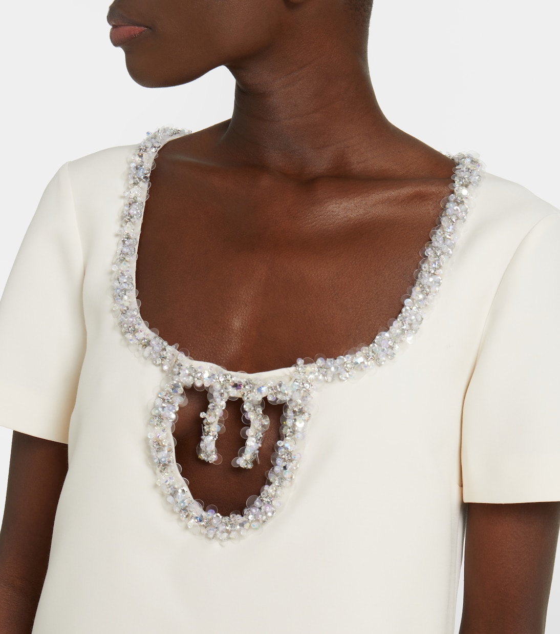 Gucci: Minivestito in seta e lana crêpe decorato