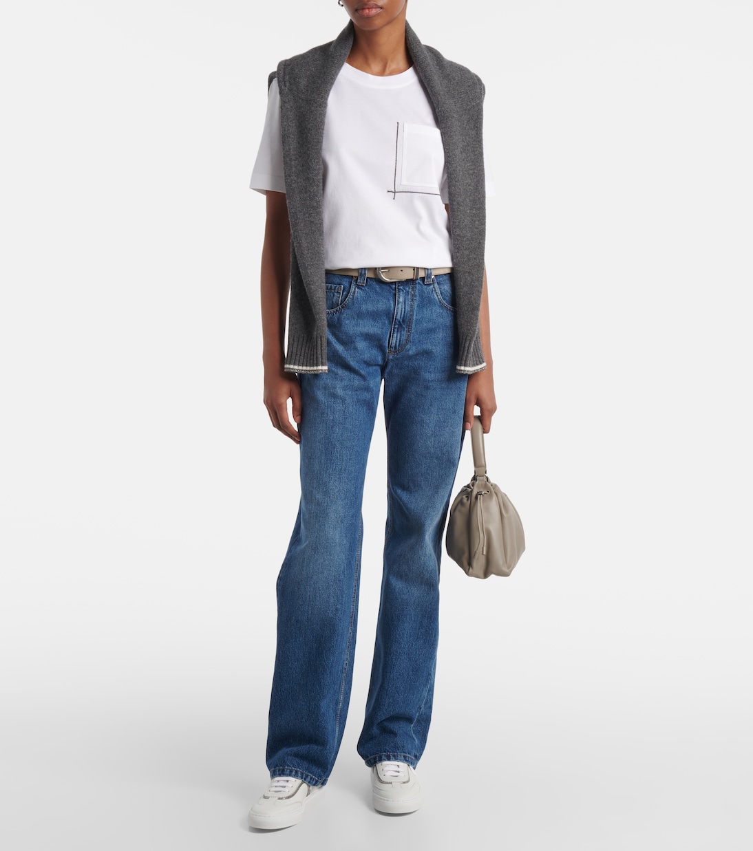 Sneakers in pelle con monili | Brunello Cucinelli