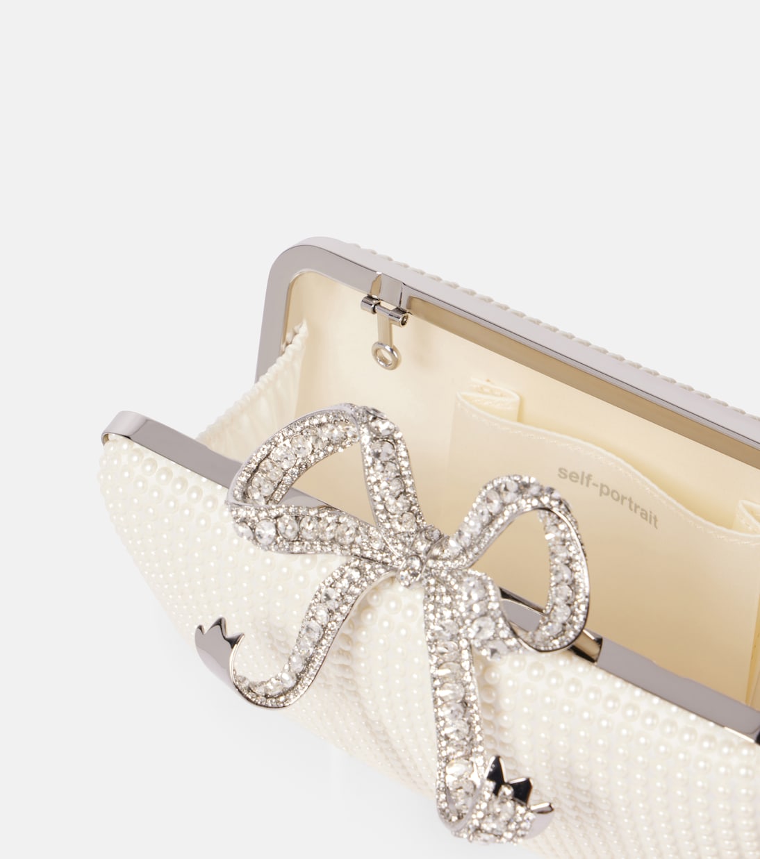 Clutch Bow mit Zierperlen und Kristallen | Self-Portrait