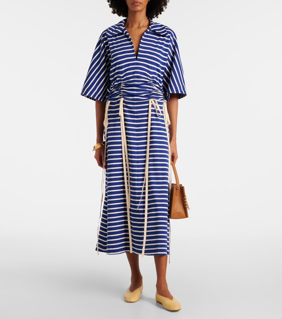 Abito midi in jersey di cotone a righe | Plan C