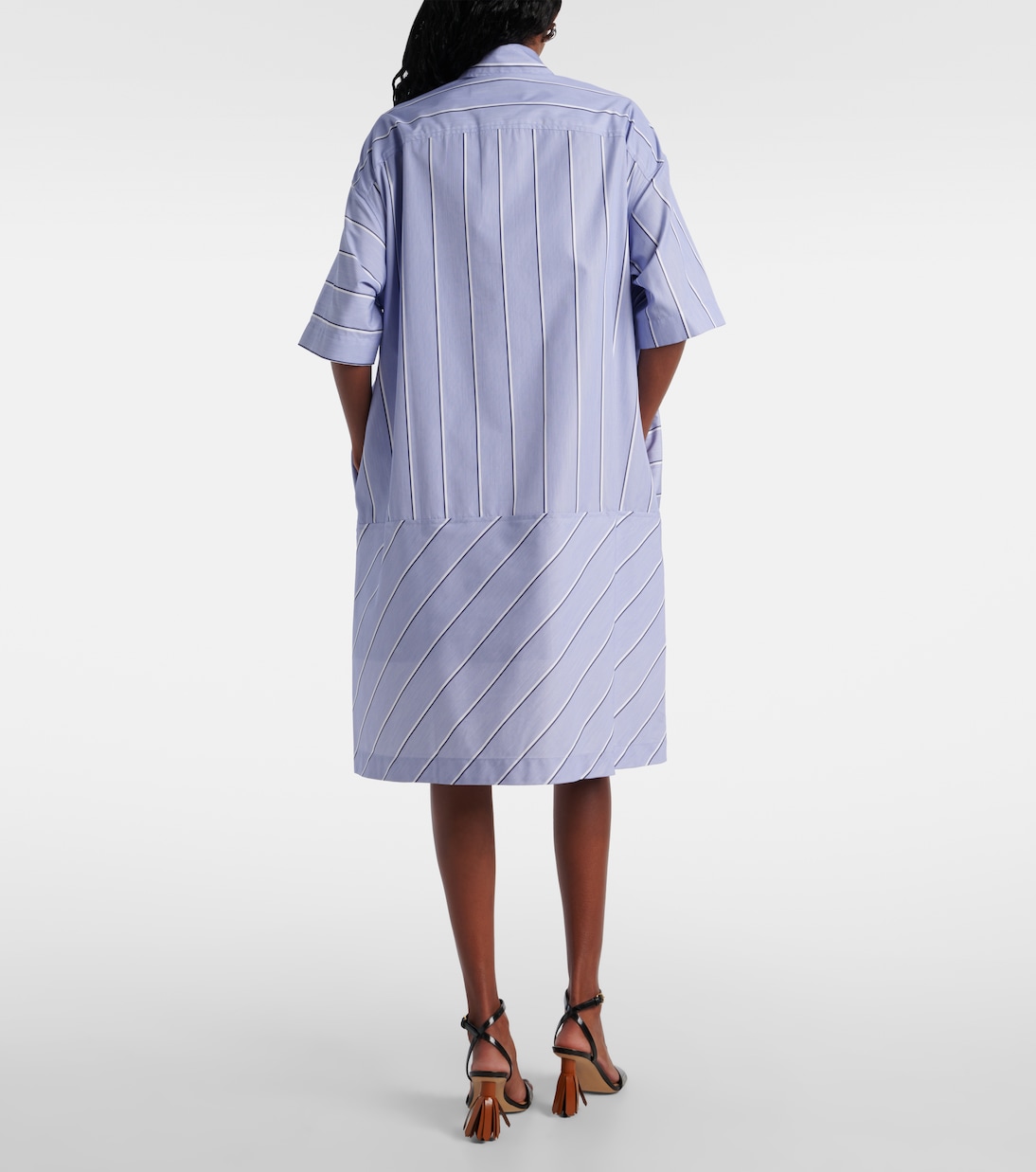 Abito chemisier in misto cotone a righe | JW Anderson